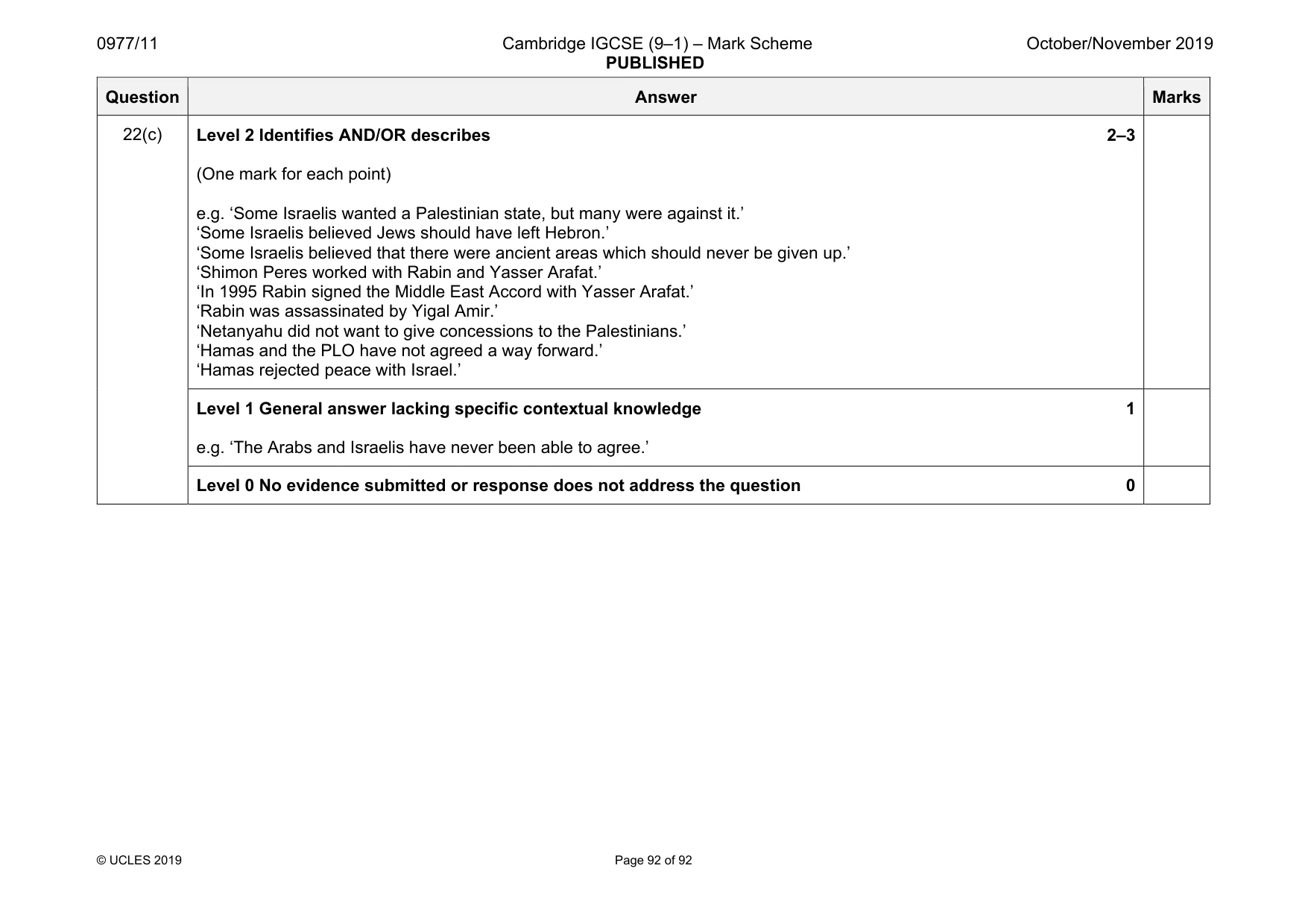 Mark scheme, page 92 of 92