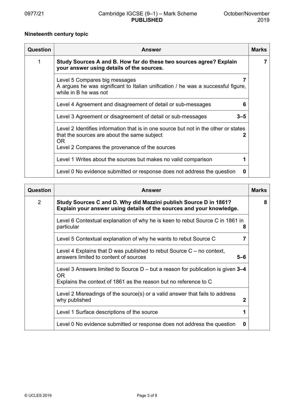 Mark scheme, page 3 of 8
