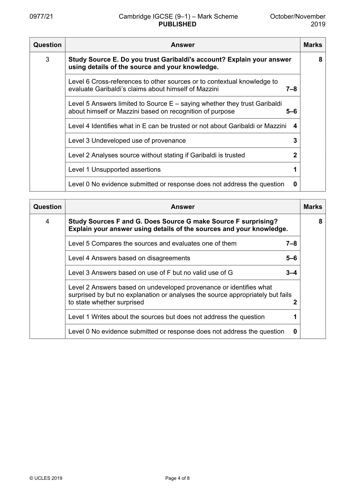 Mark scheme, page 4 of 8
