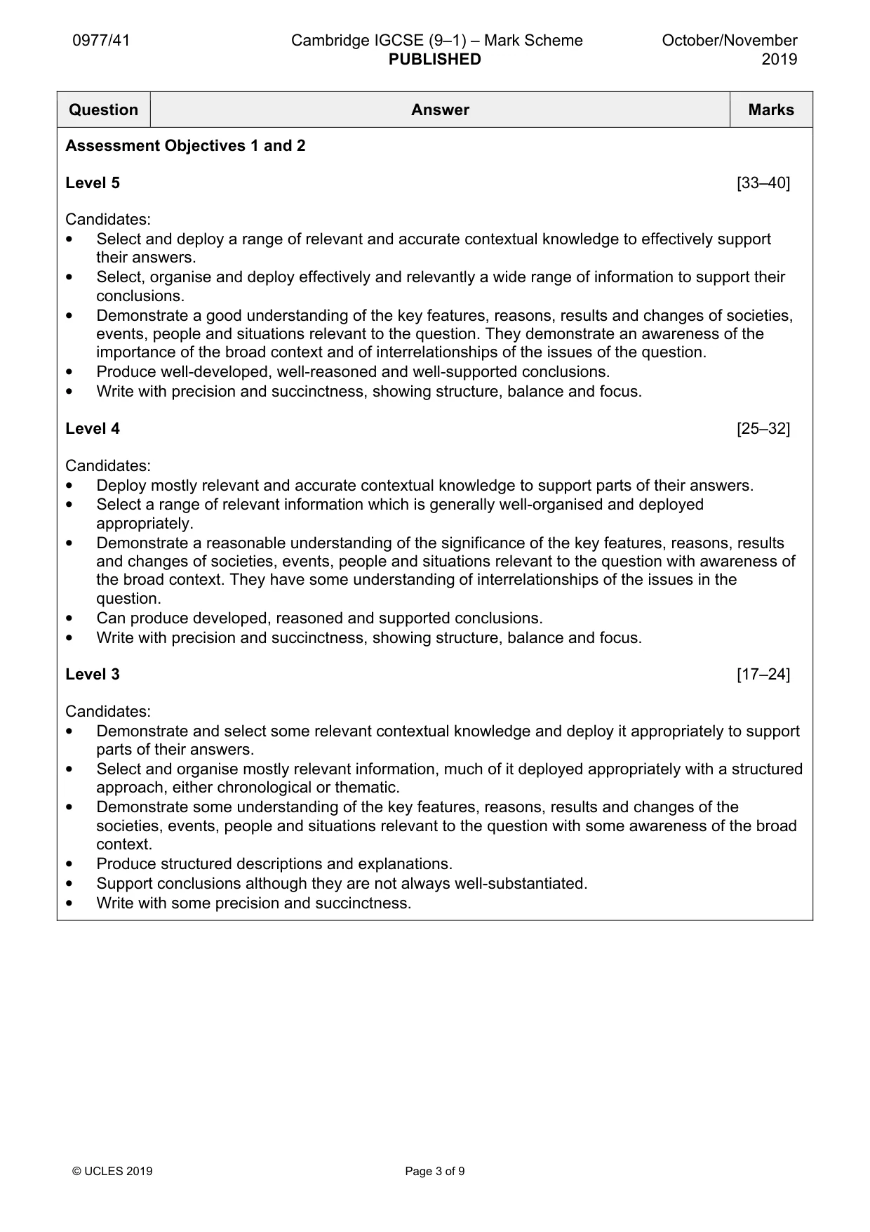 Mark scheme, page 3 of 9