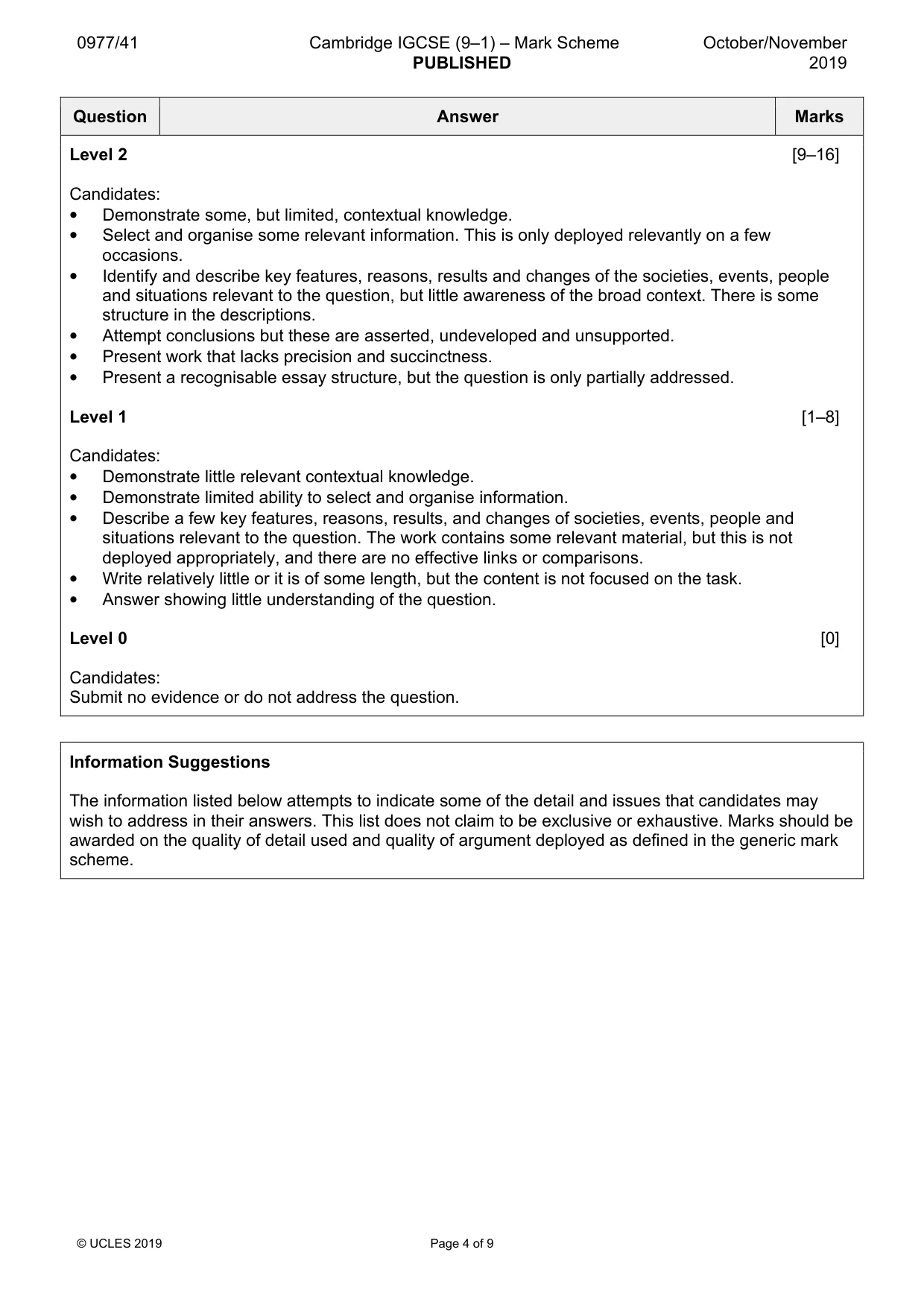 Mark scheme, page 4 of 9