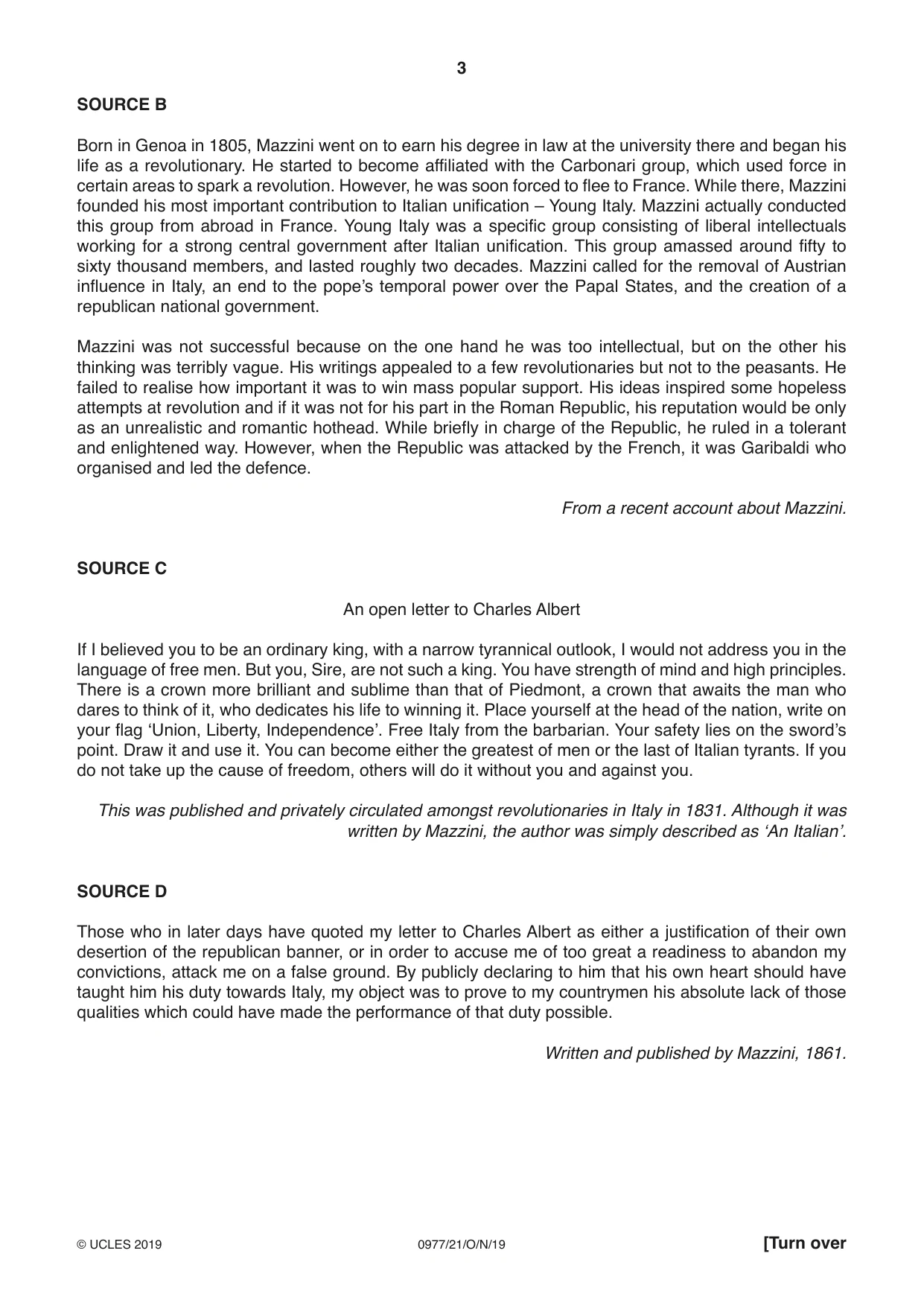 Cambridge IGCSE History (9-1) 0977 2019 Oct/Nov Paper 2 · Variant 1 question paper, page 3 of 12