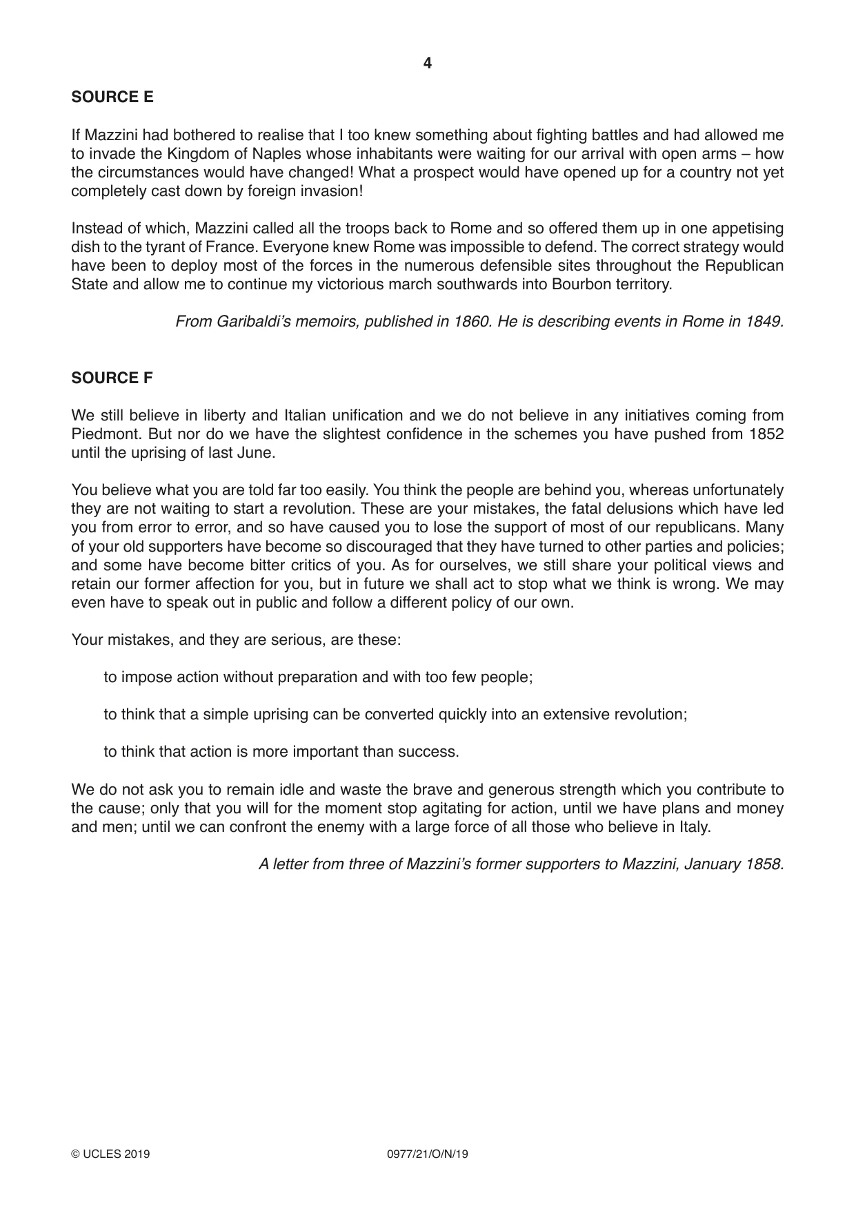Cambridge IGCSE History (9-1) 0977 2019 Oct/Nov Paper 2 · Variant 1 question paper, page 4 of 12