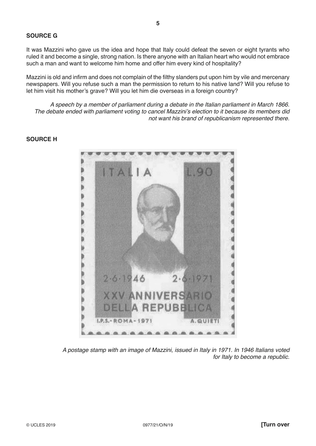 Cambridge IGCSE History (9-1) 0977 2019 Oct/Nov Paper 2 · Variant 1 question paper, page 5 of 12