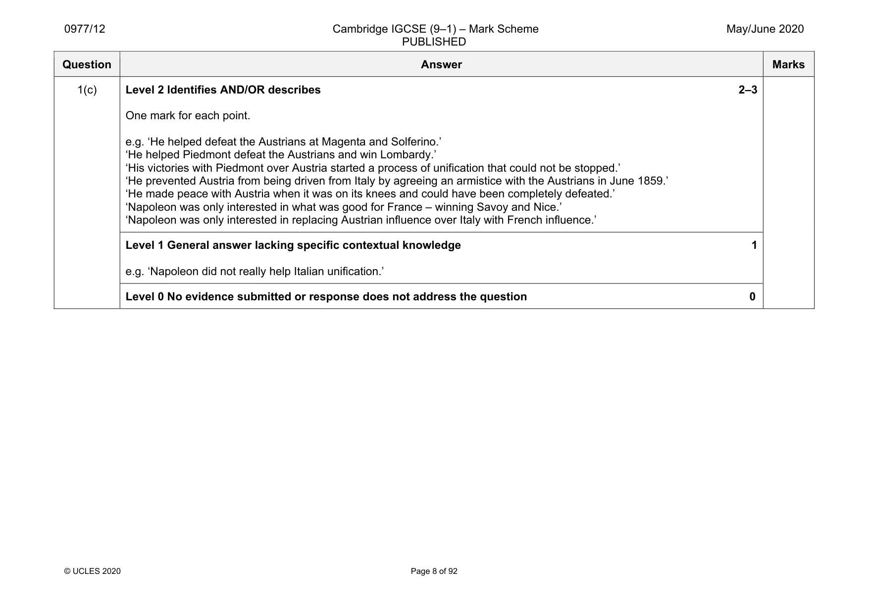 Mark scheme, page 8 of 92
