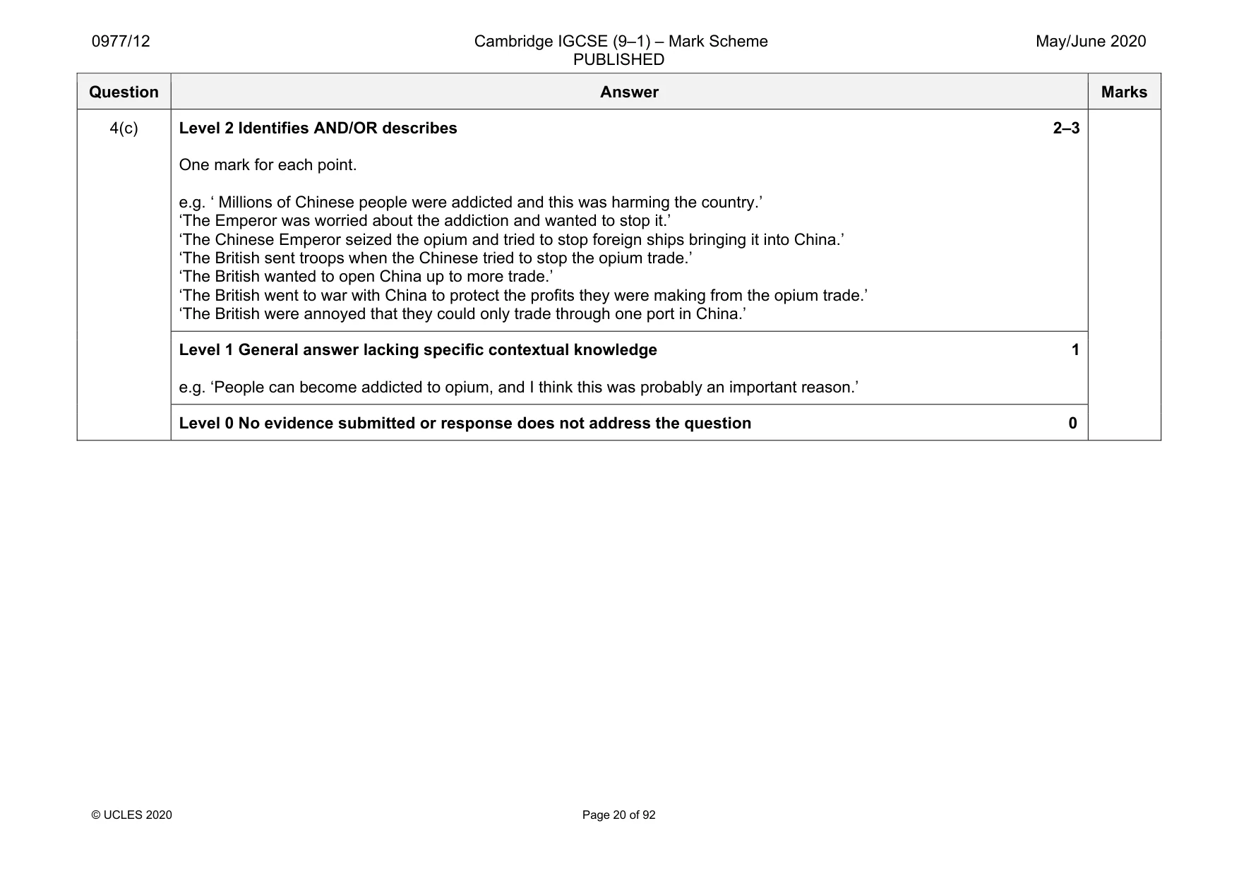 Mark scheme, page 20 of 92