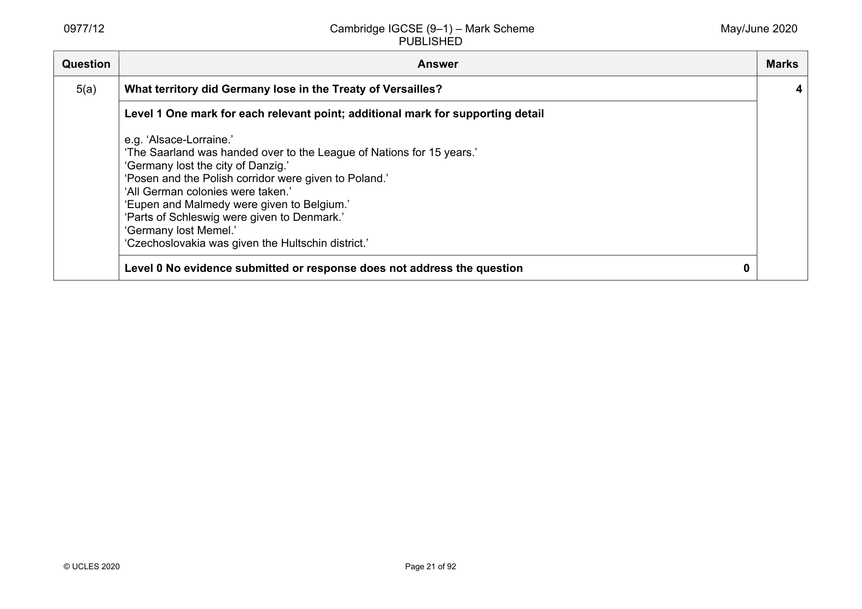 Mark scheme, page 21 of 92