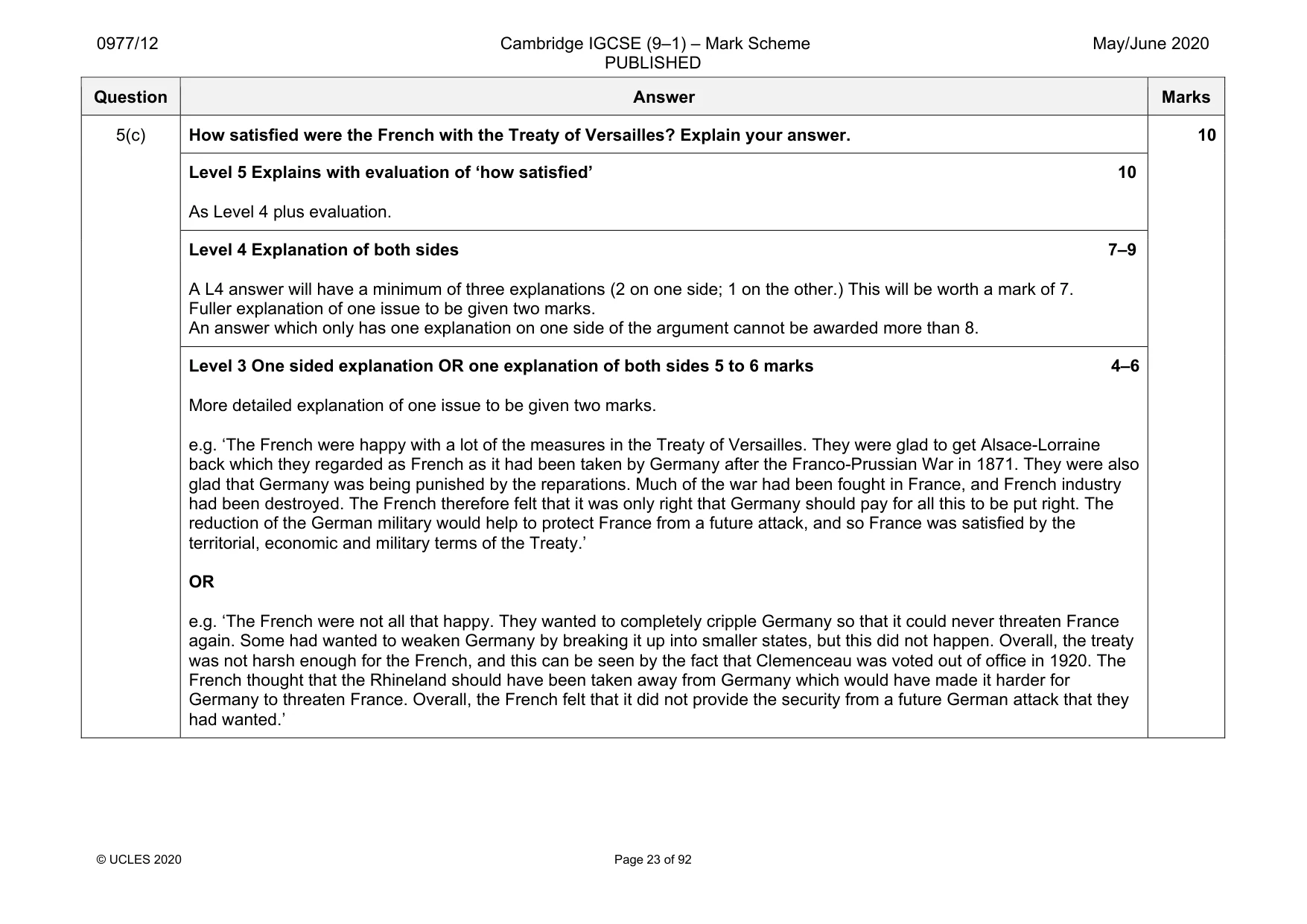 Mark scheme, page 23 of 92