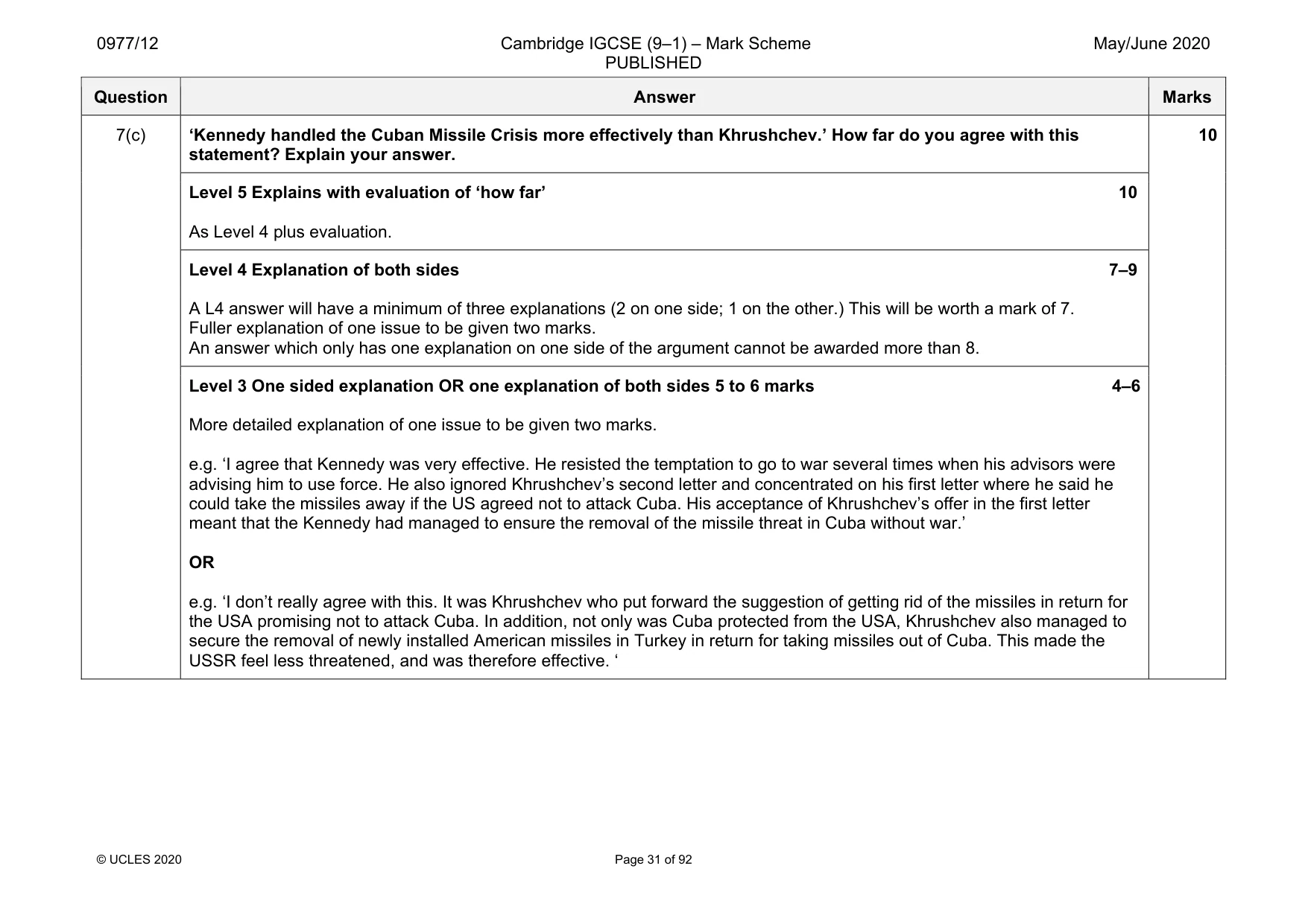 Mark scheme, page 31 of 92