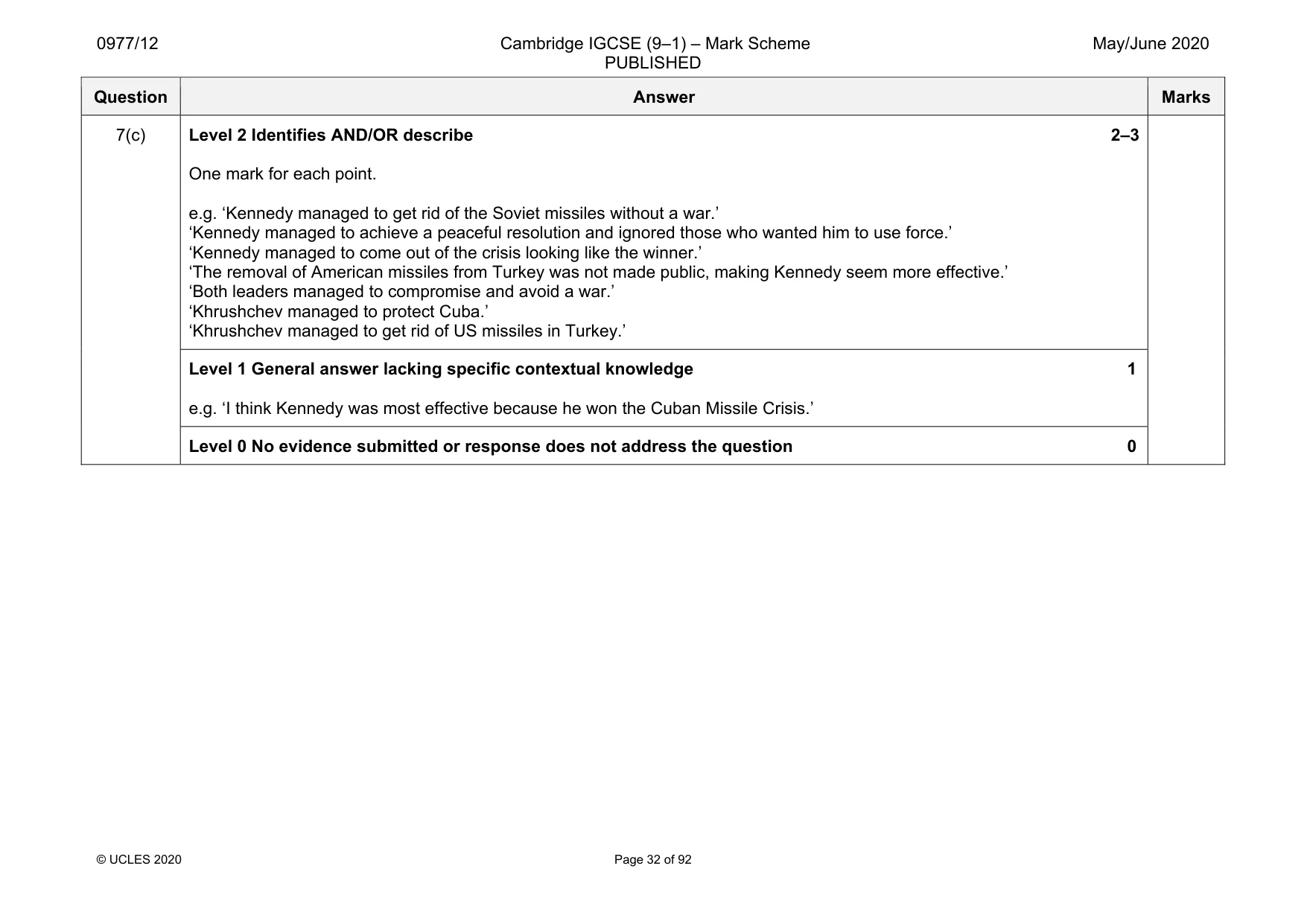 Mark scheme, page 32 of 92