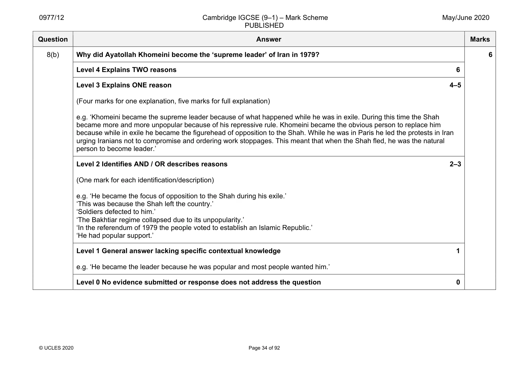 Mark scheme, page 34 of 92