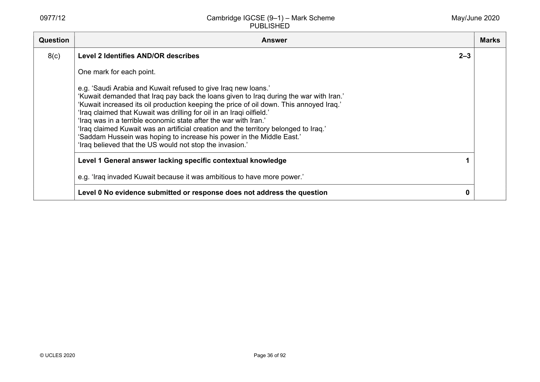 Mark scheme, page 36 of 92