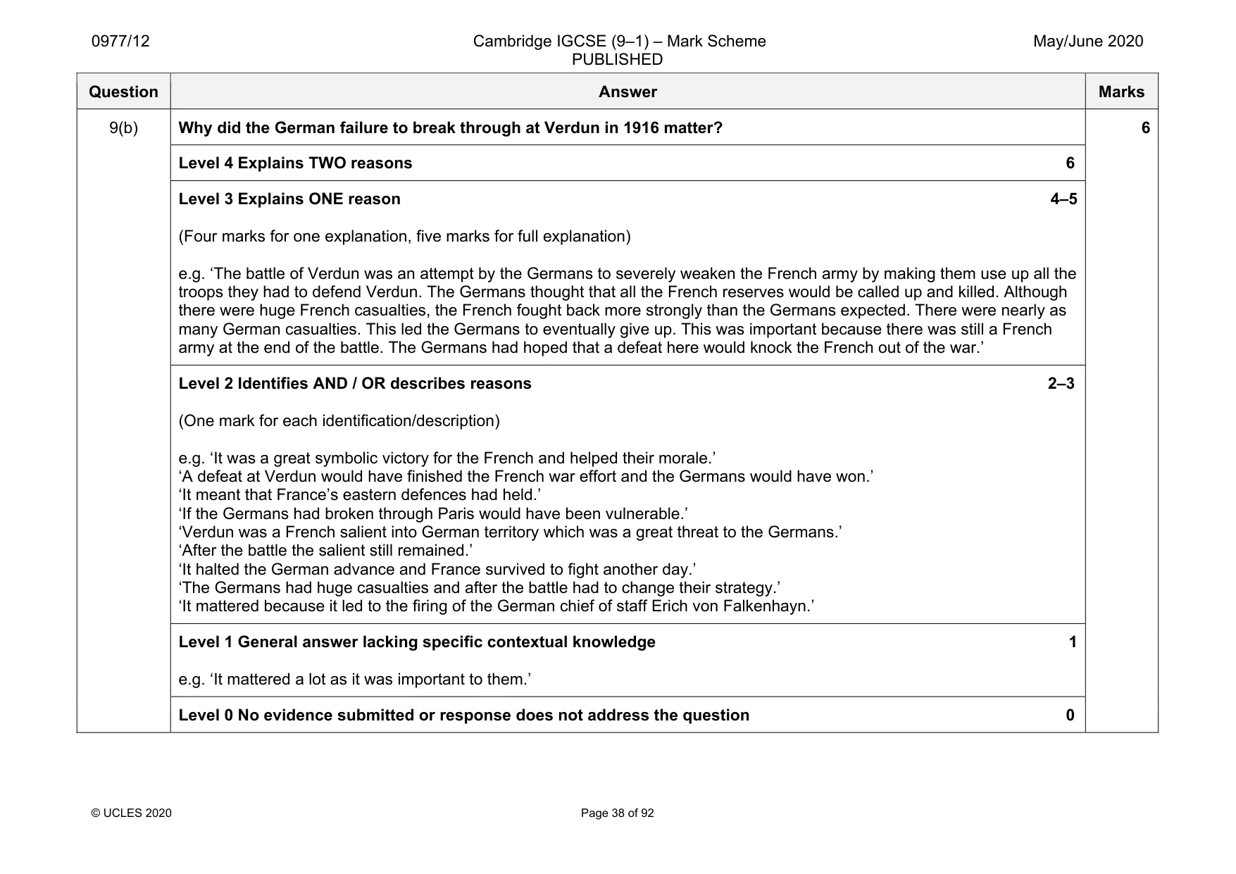 Mark scheme, page 38 of 92