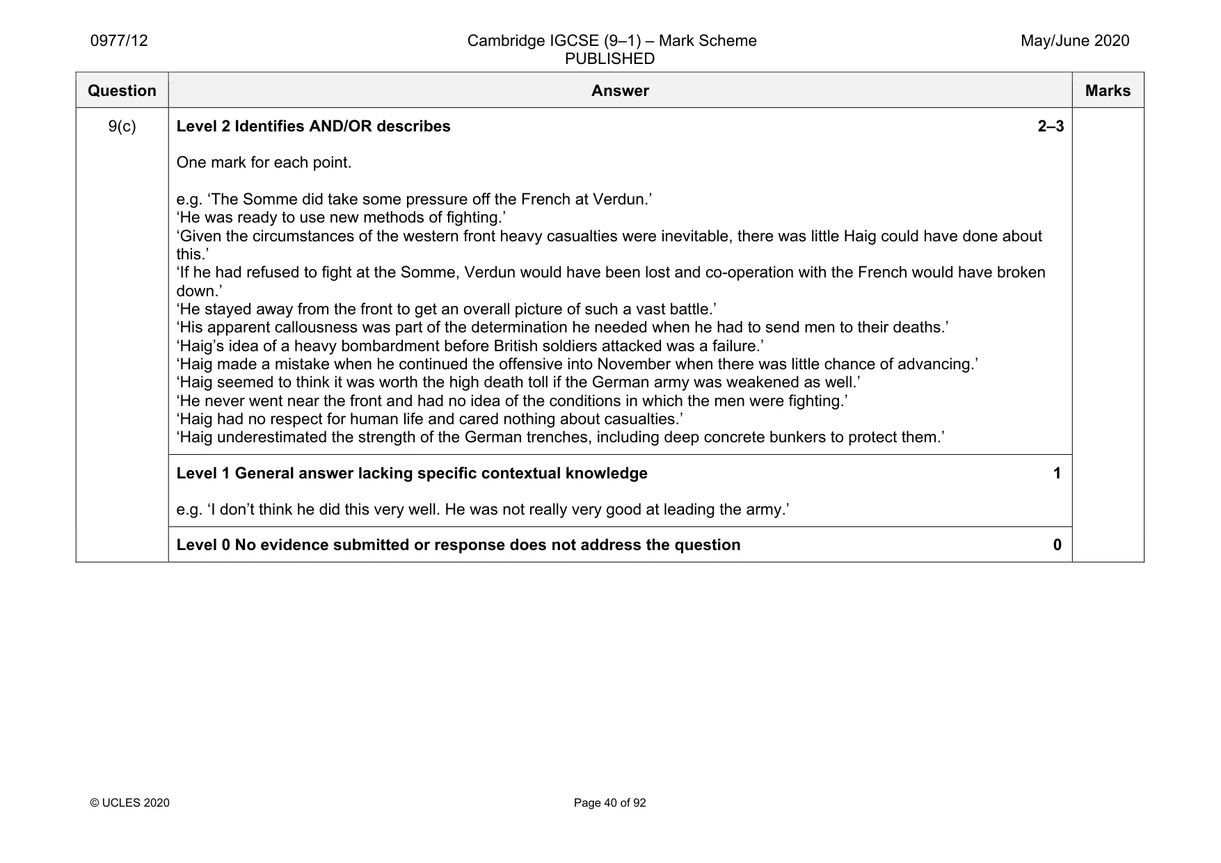 Mark scheme, page 40 of 92