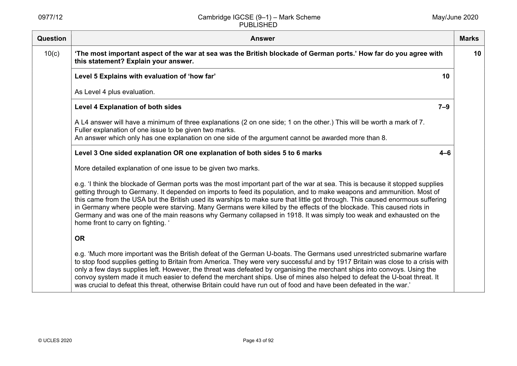 Mark scheme, page 43 of 92