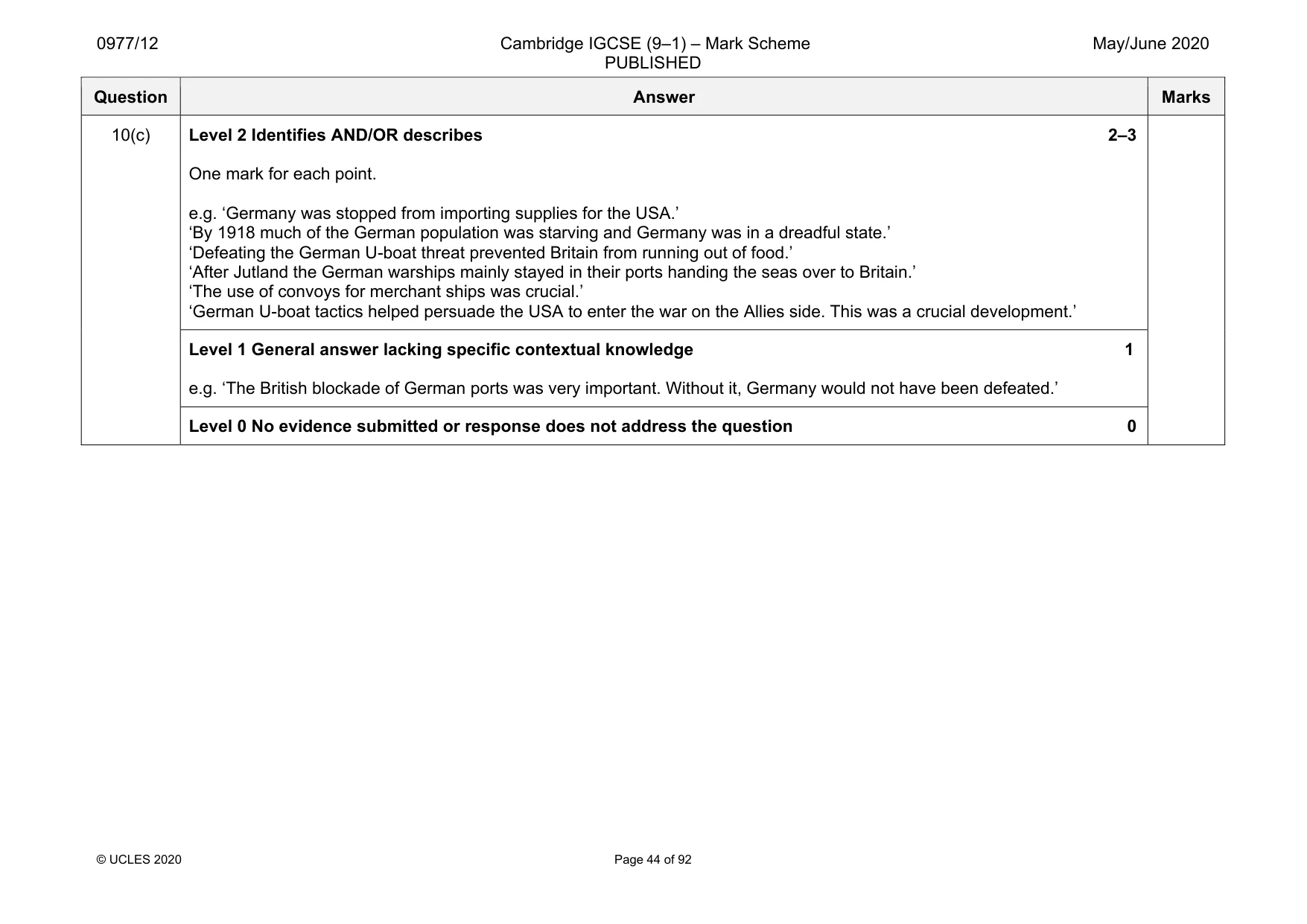 Mark scheme, page 44 of 92