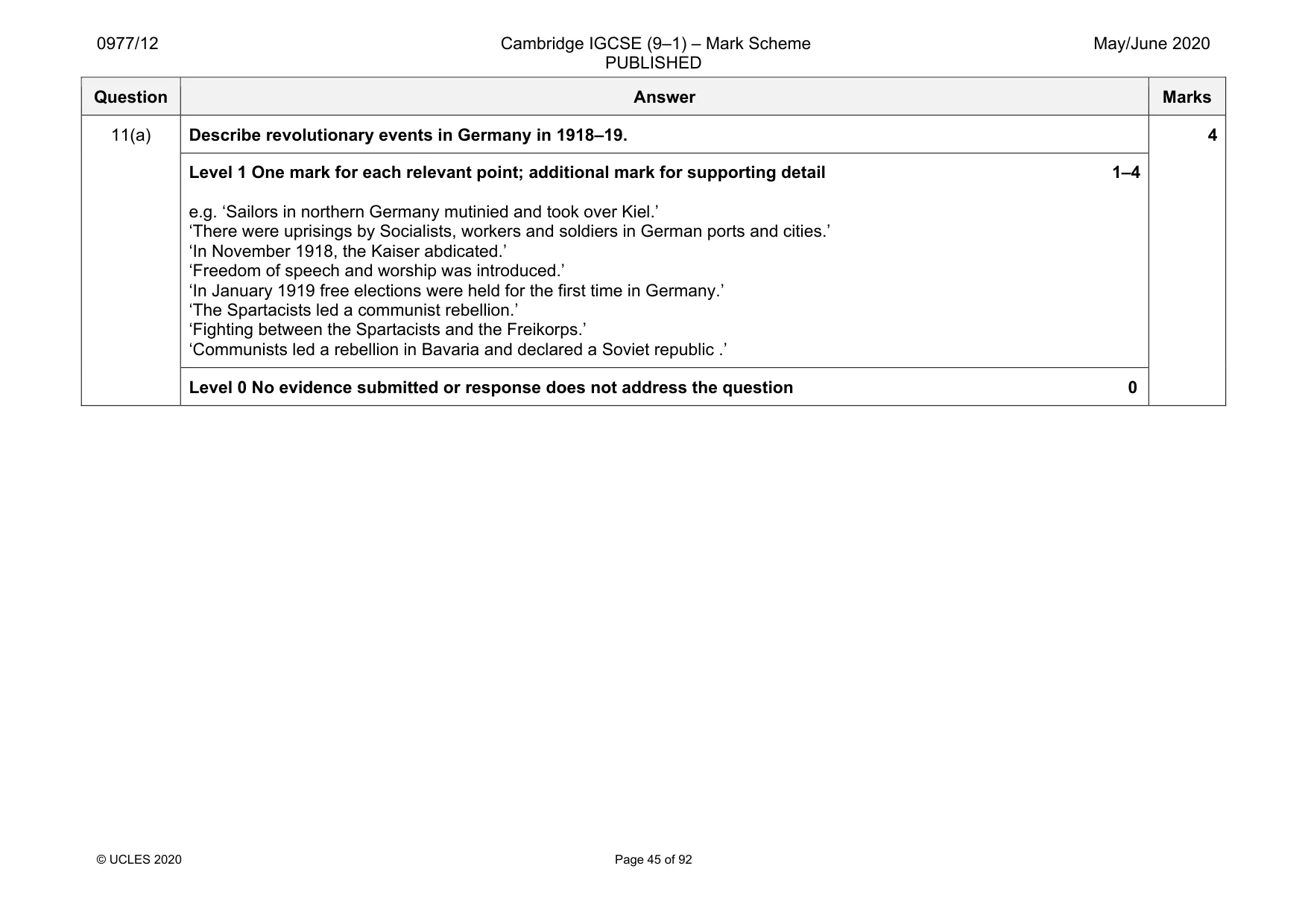 Mark scheme, page 45 of 92