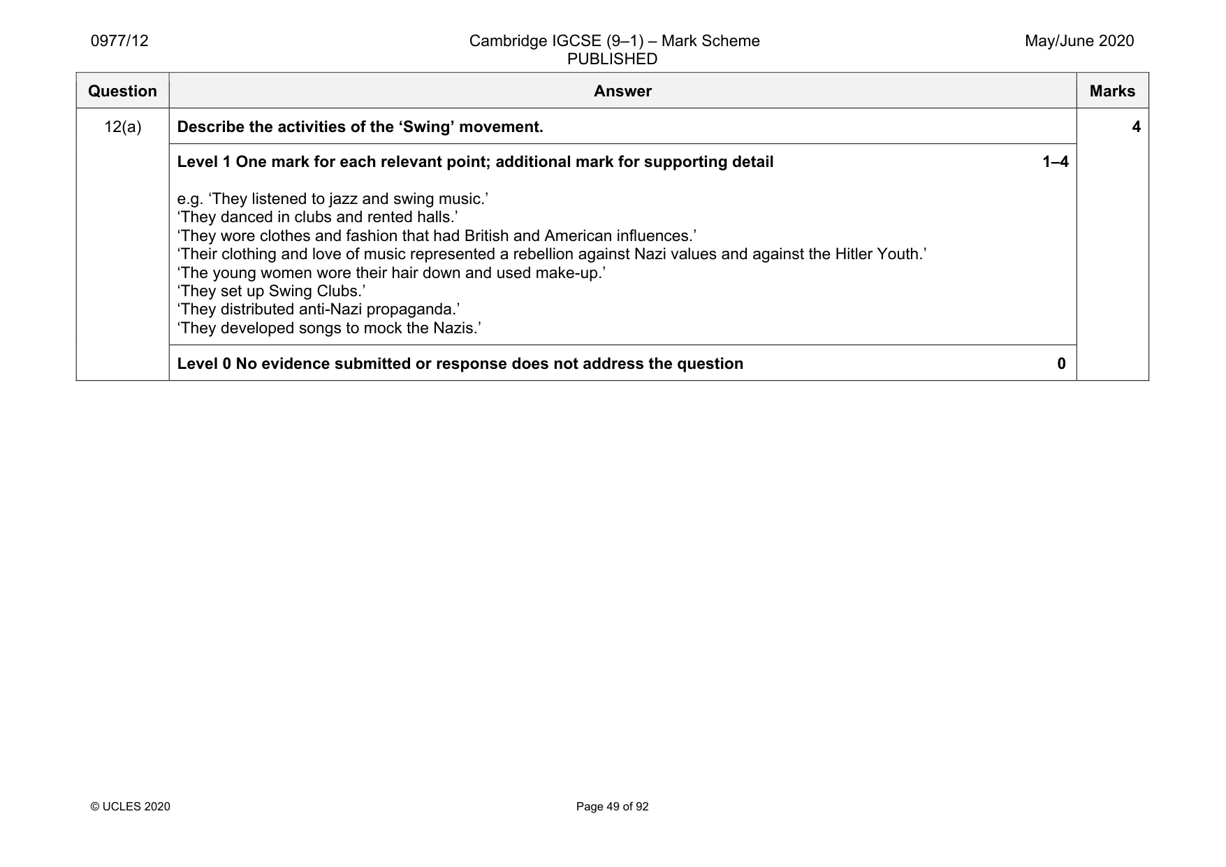 Mark scheme, page 49 of 92