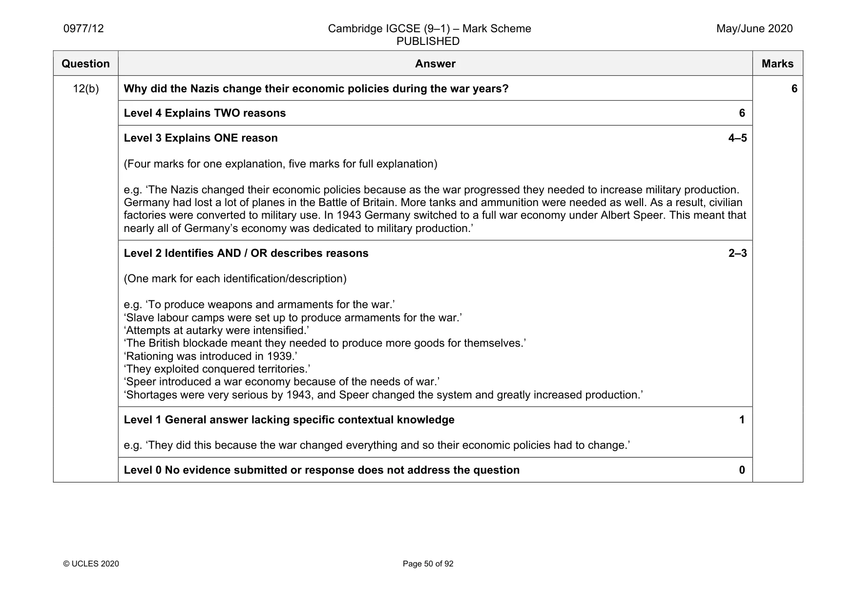 Mark scheme, page 50 of 92
