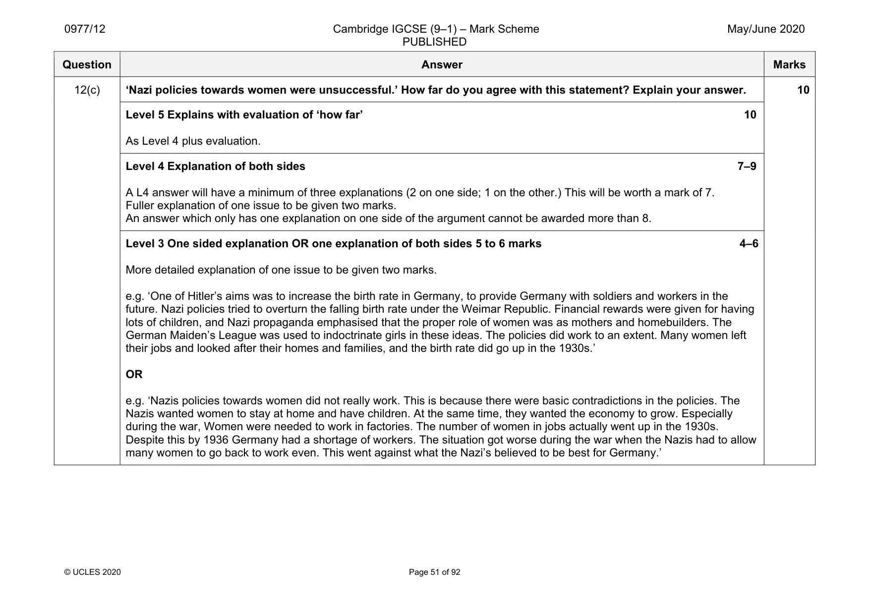 Mark scheme, page 51 of 92