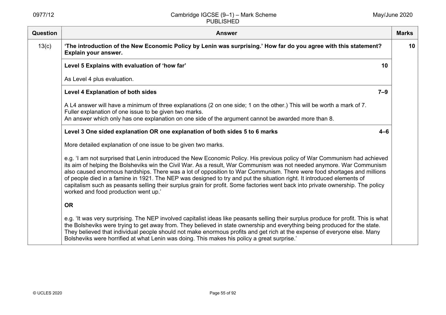 Mark scheme, page 55 of 92