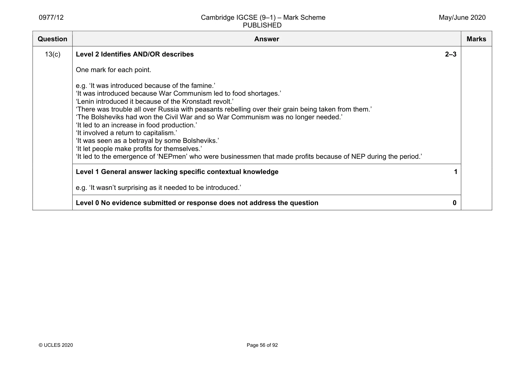 Mark scheme, page 56 of 92