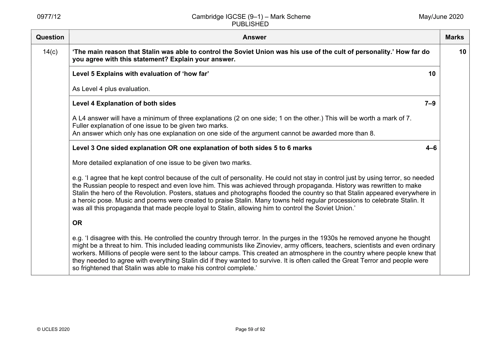 Mark scheme, page 59 of 92