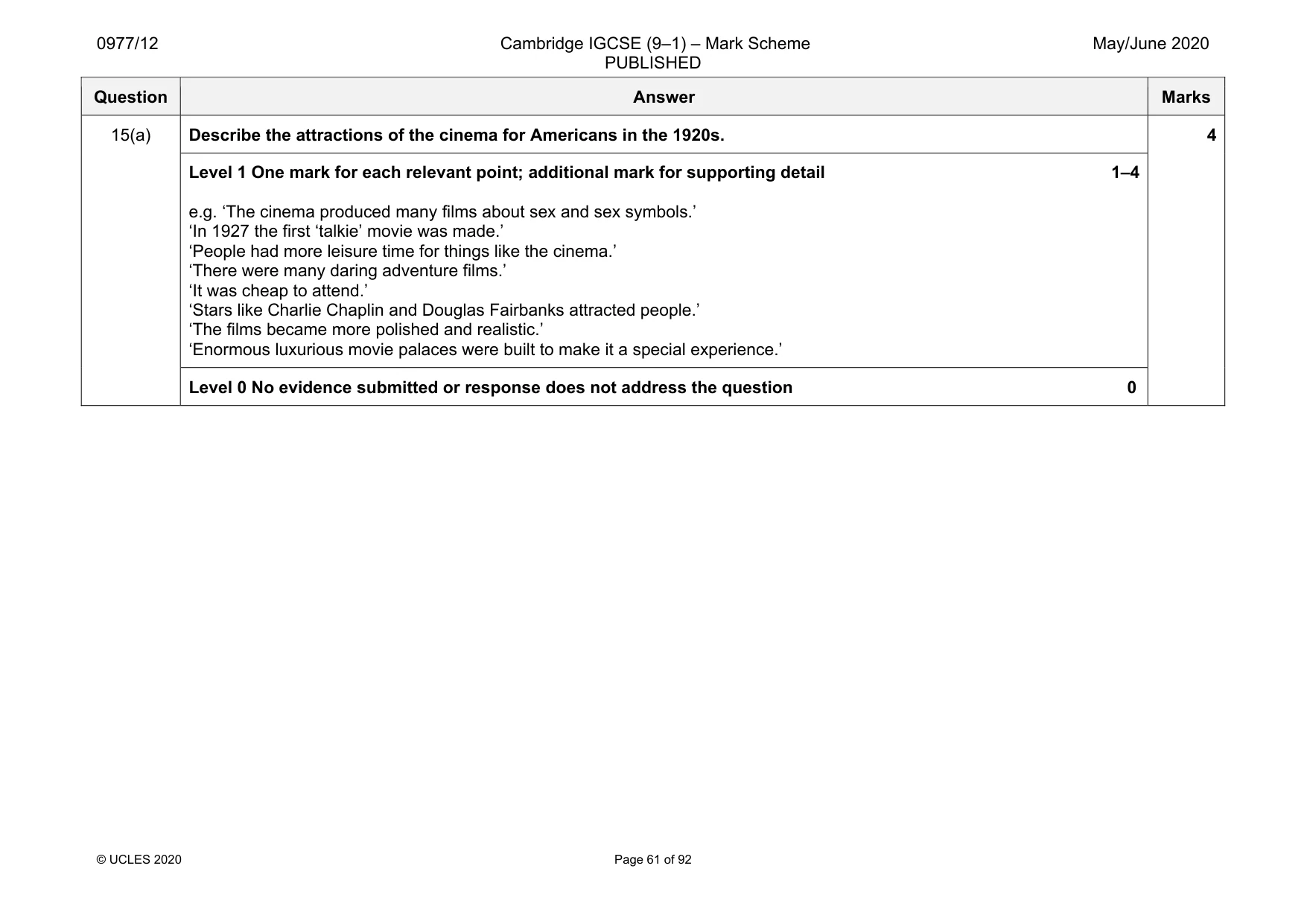 Mark scheme, page 61 of 92