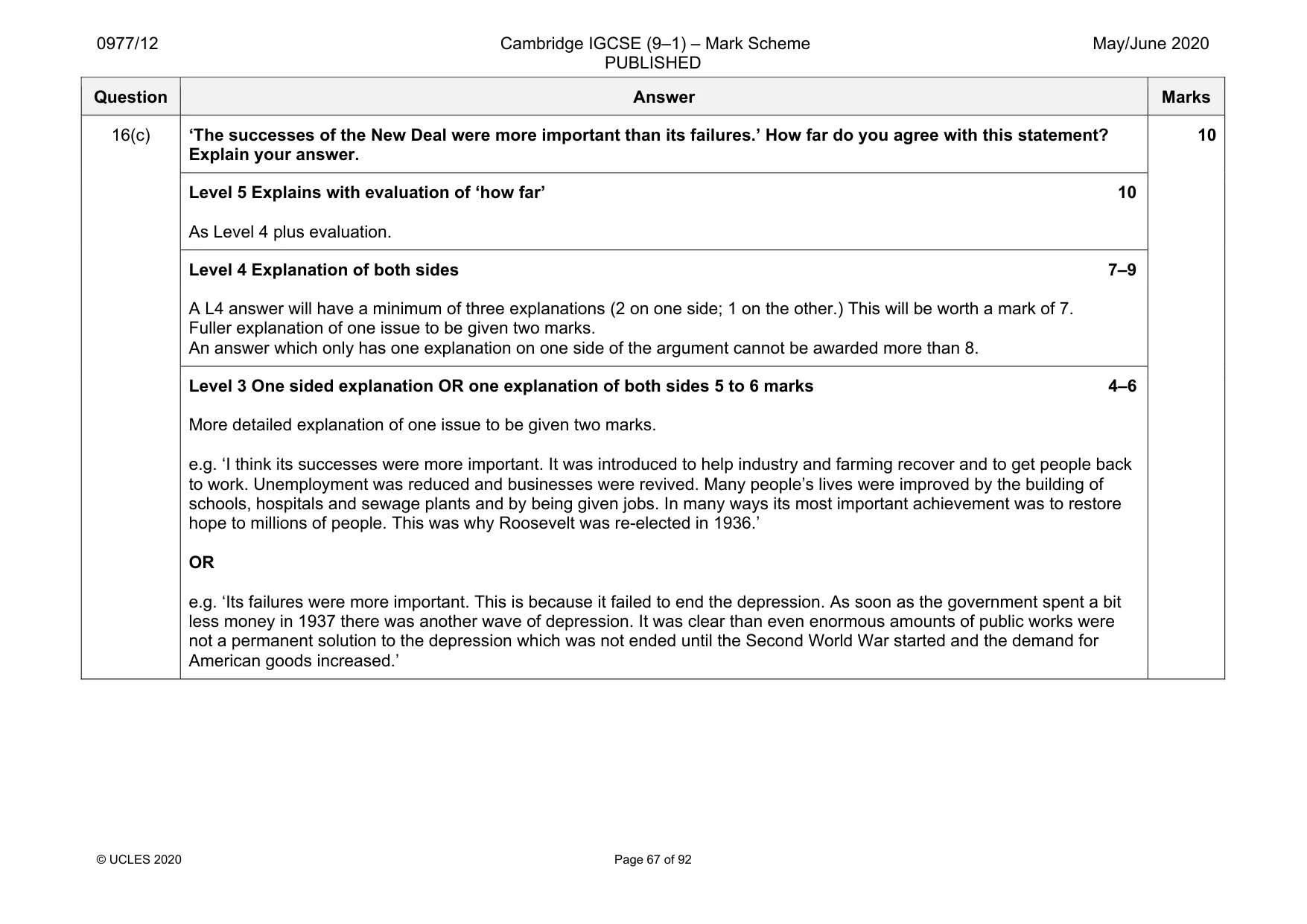 Mark scheme, page 67 of 92