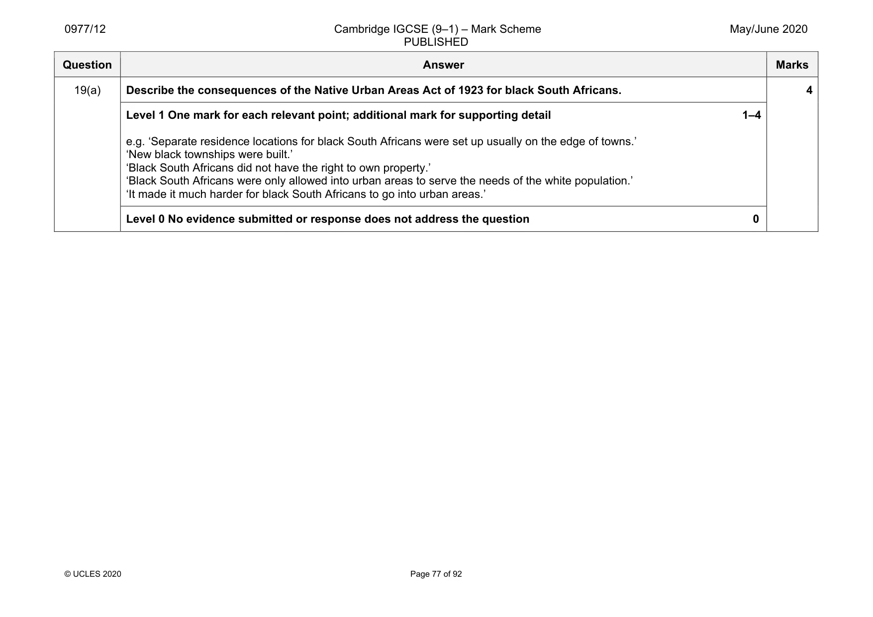 Mark scheme, page 77 of 92