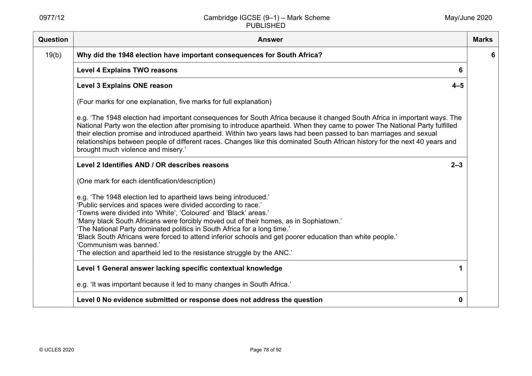 Mark scheme, page 78 of 92