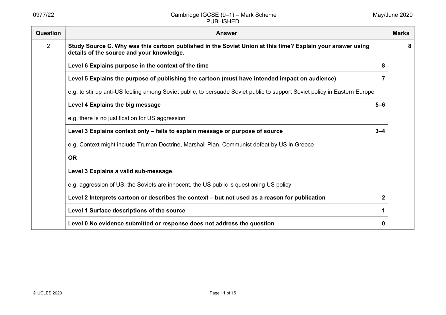 Mark scheme, page 11 of 15