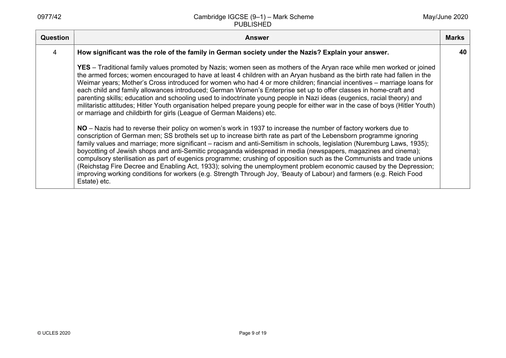 Mark scheme, page 9 of 19