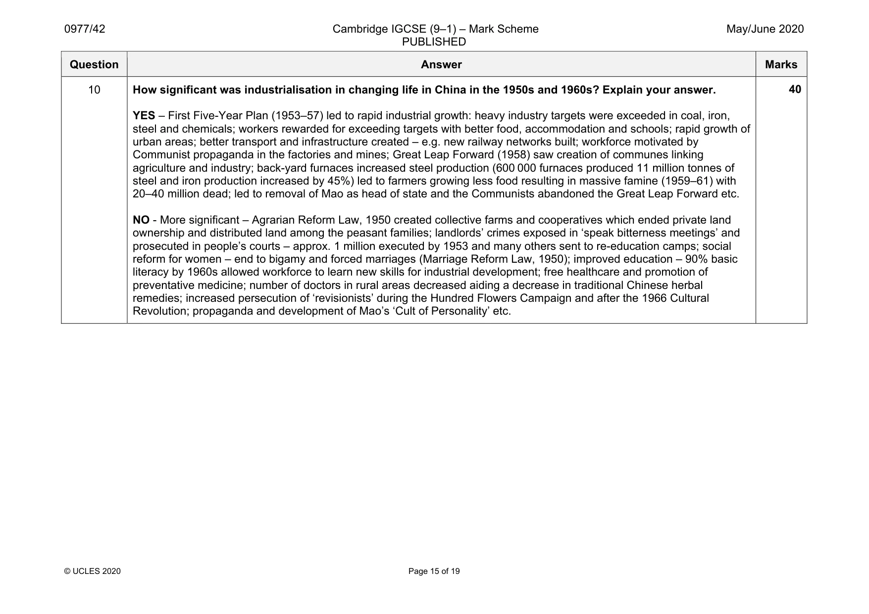 Mark scheme, page 15 of 19