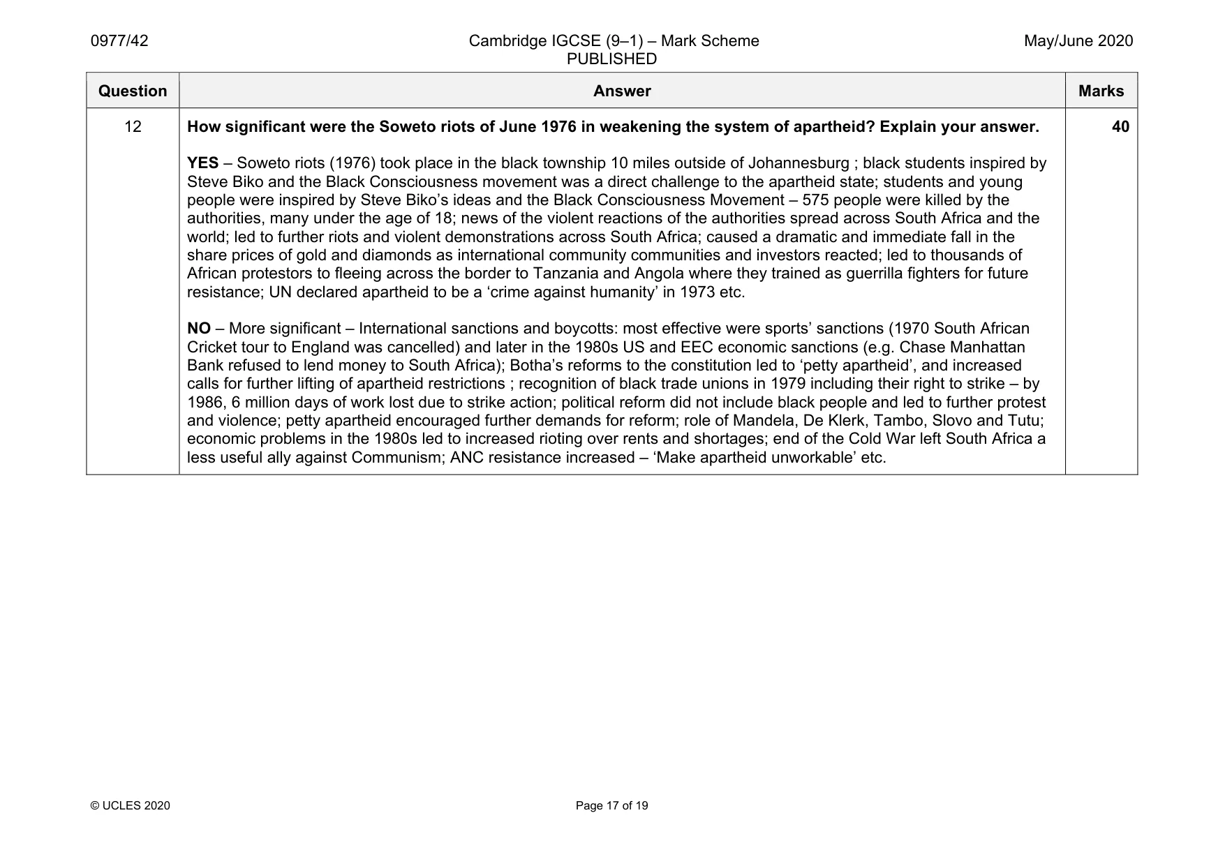 Mark scheme, page 17 of 19