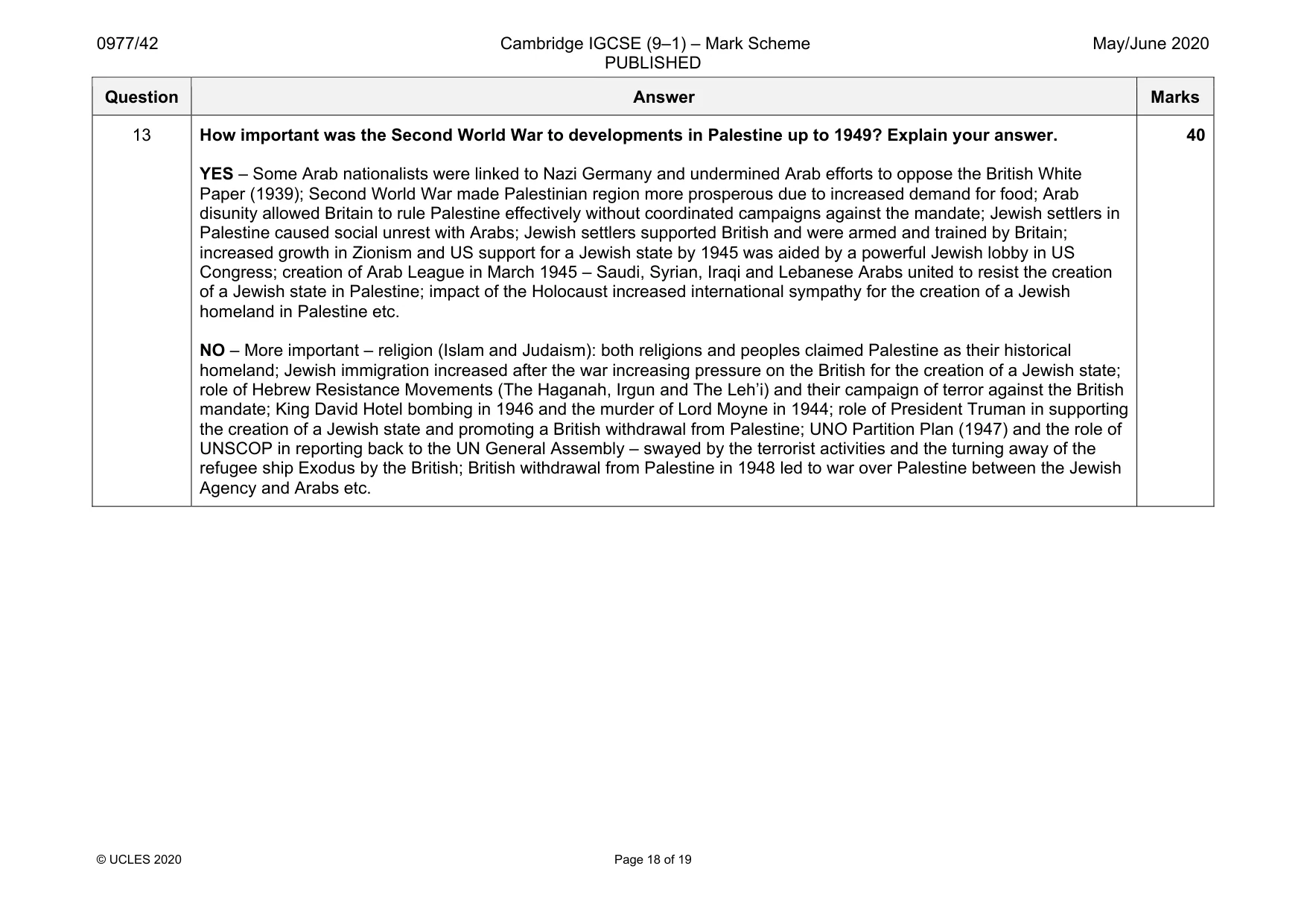 Mark scheme, page 18 of 19