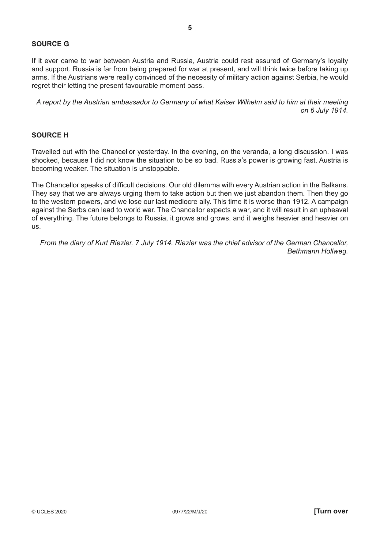Cambridge IGCSE History (9-1) 0977 2020 May/June Paper 2 · Variant 2 question paper, page 5 of 12