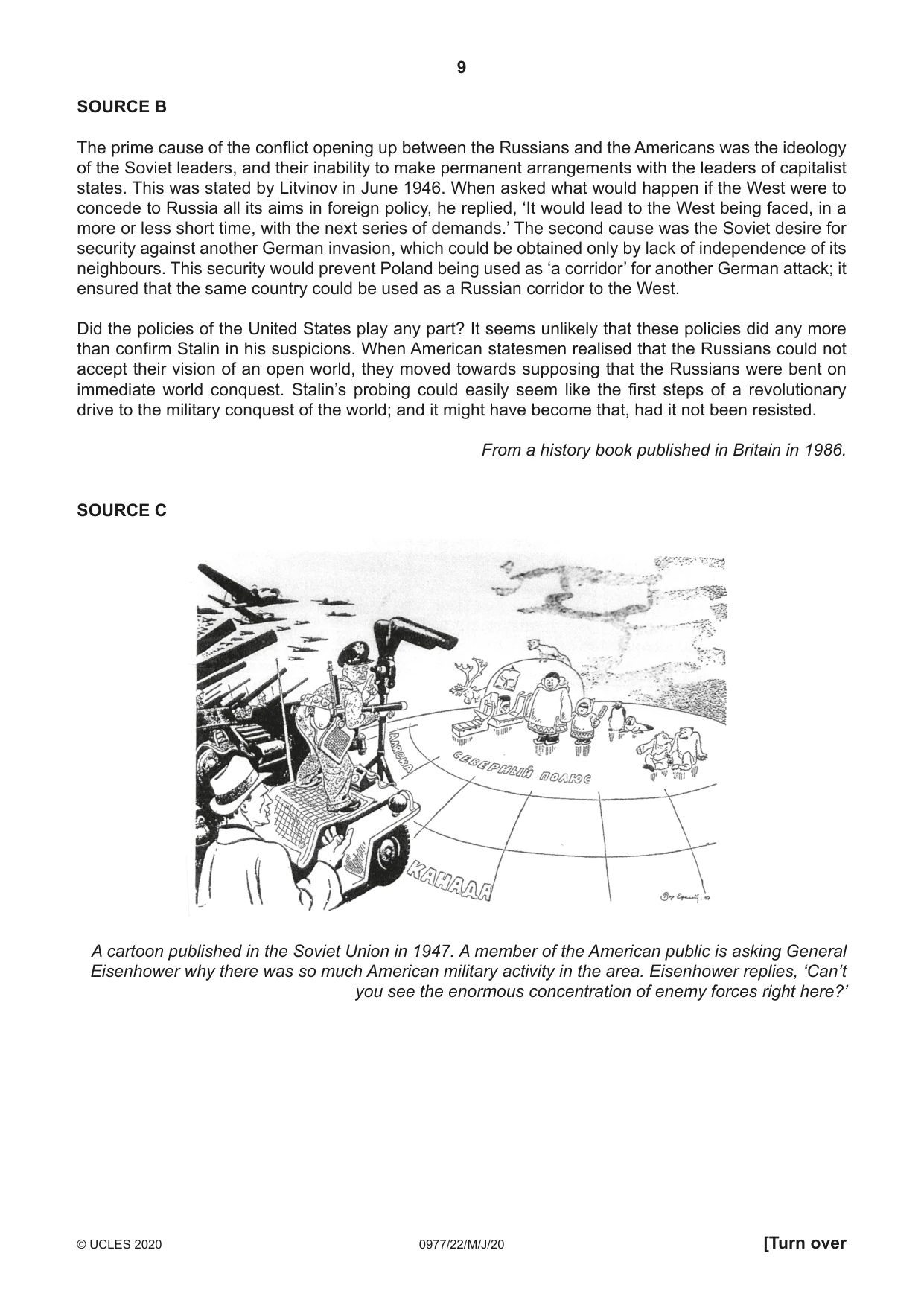 Cambridge IGCSE History (9-1) 0977 2020 May/June Paper 2 · Variant 2 question paper, page 9 of 12
