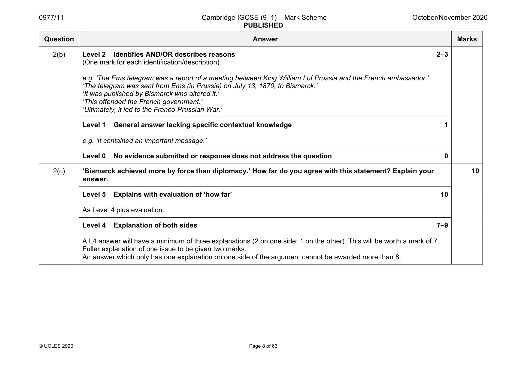 Mark scheme, page 8 of 66