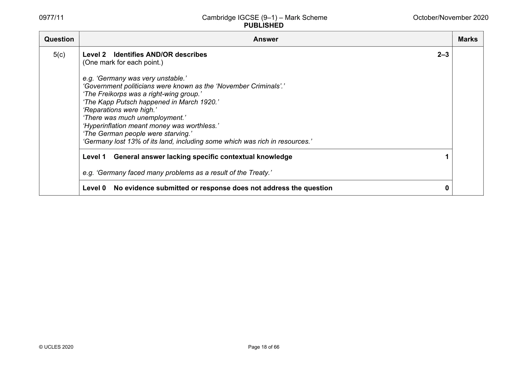 Mark scheme, page 18 of 66
