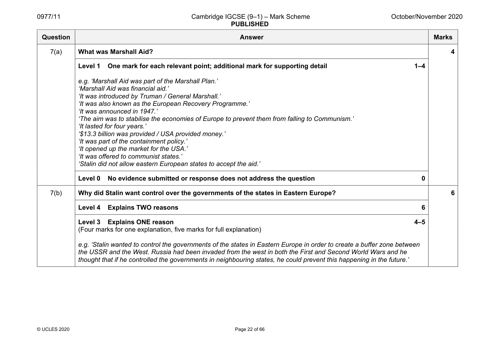 Mark scheme, page 22 of 66