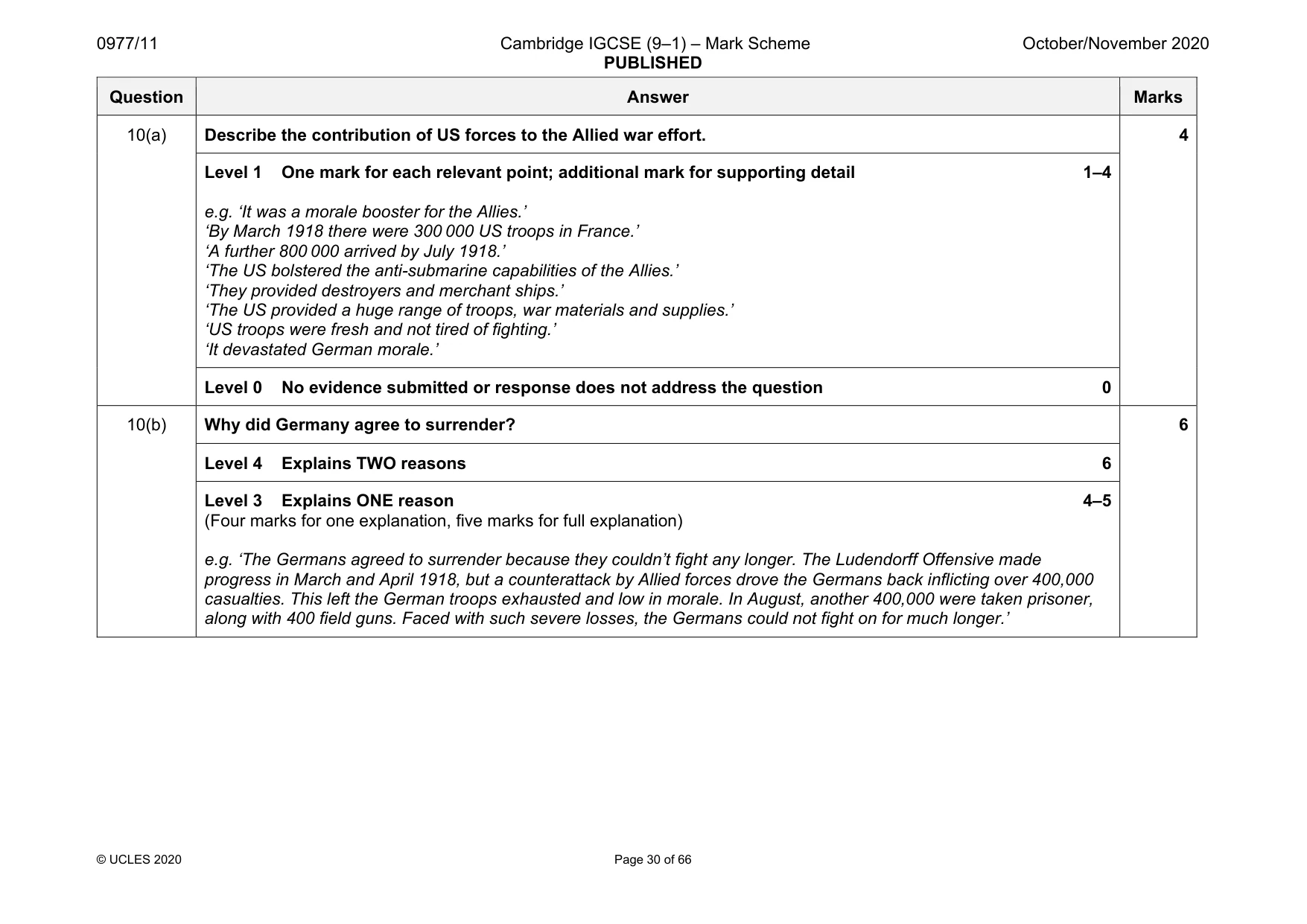 Mark scheme, page 30 of 66