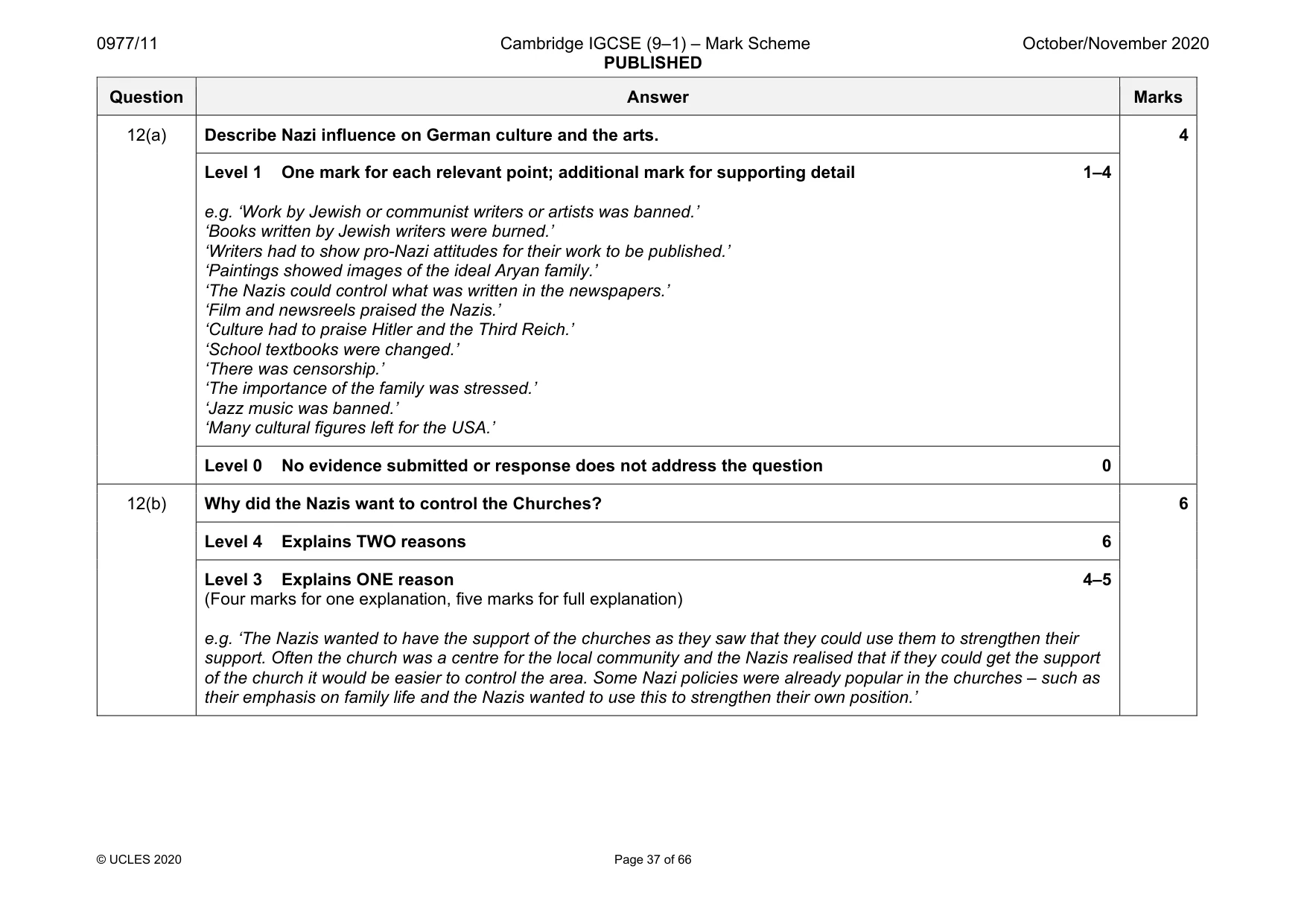 Mark scheme, page 37 of 66