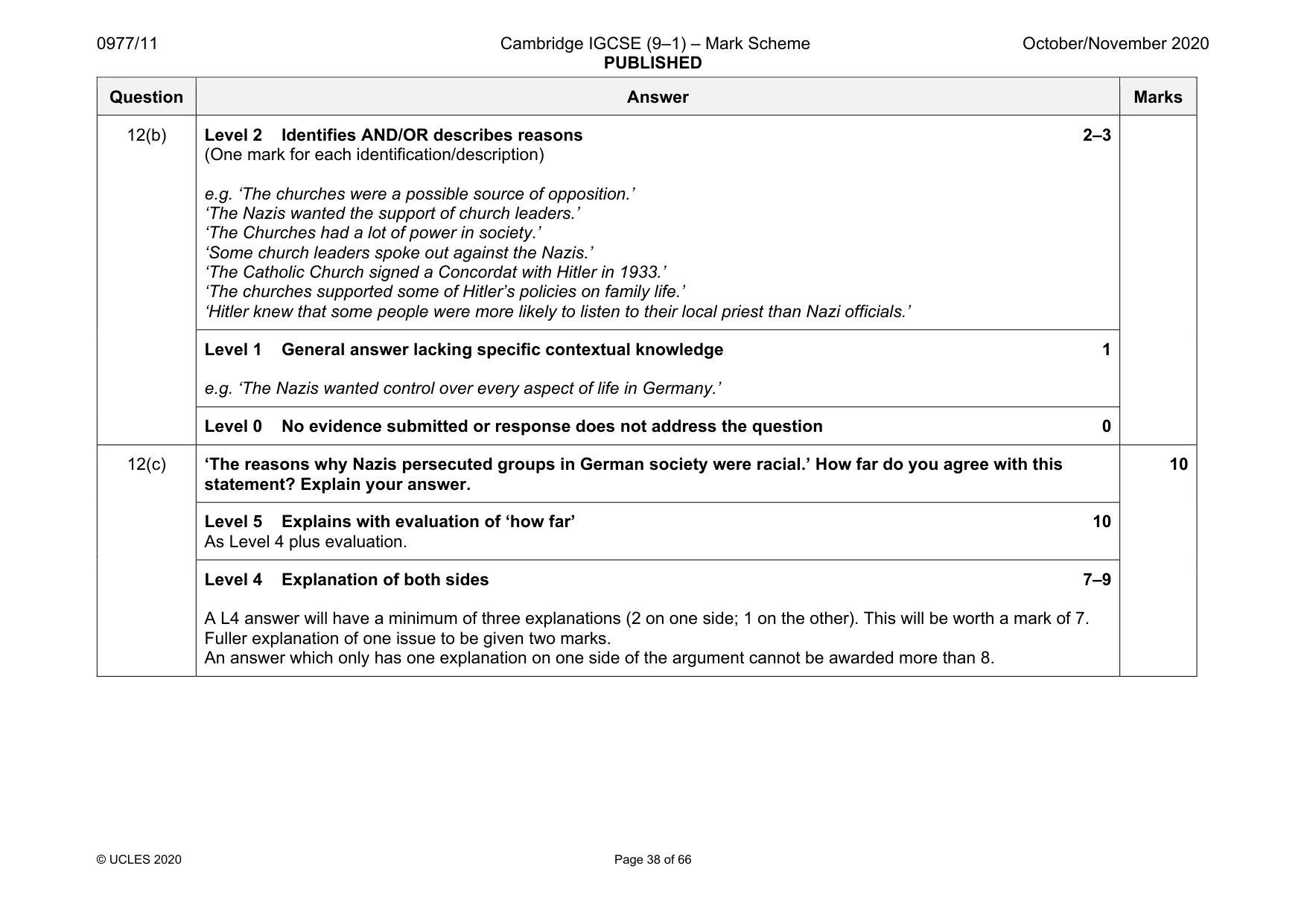 Mark scheme, page 38 of 66