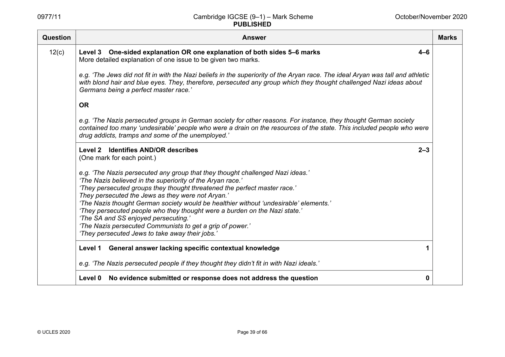 Mark scheme, page 39 of 66