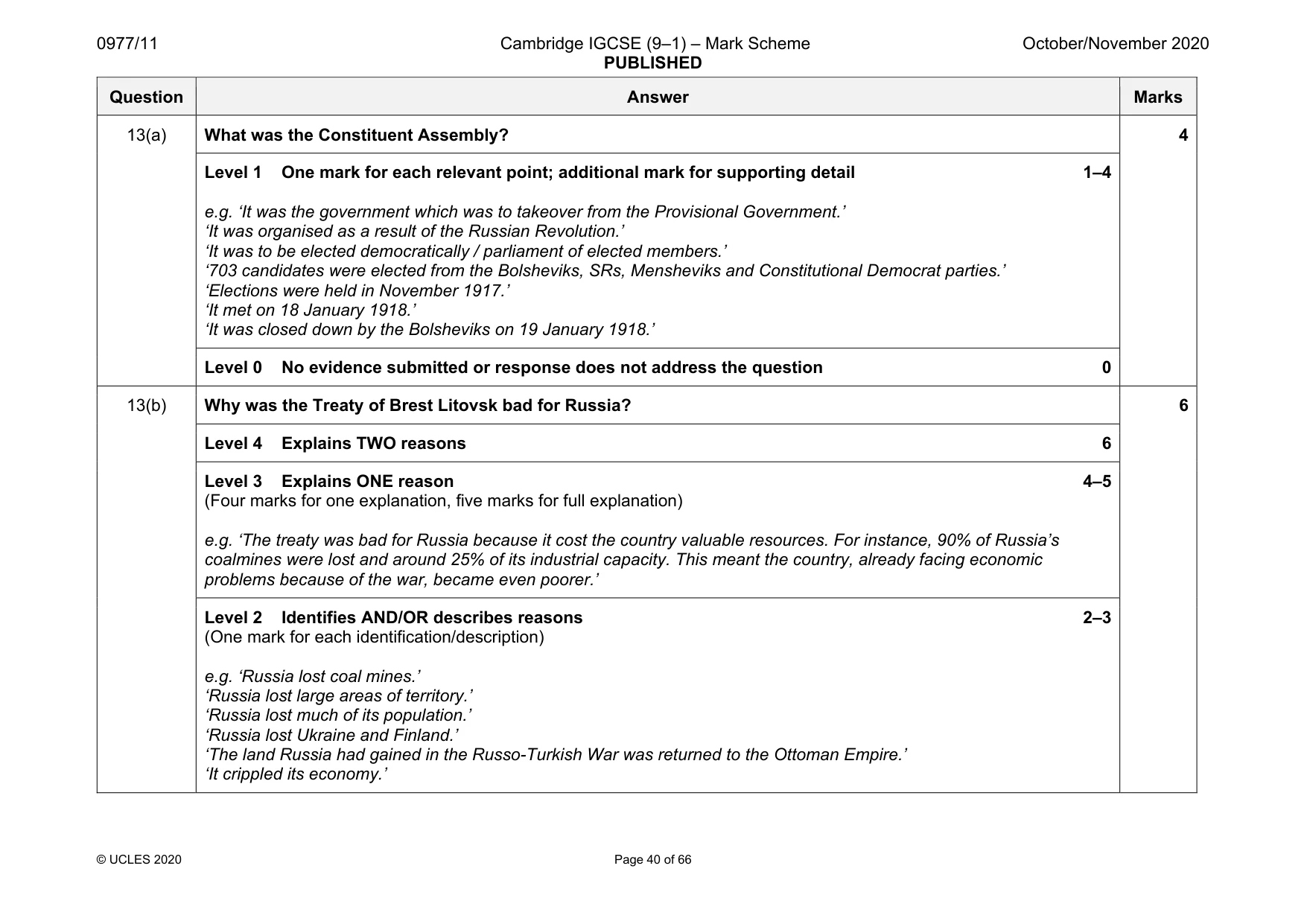 Mark scheme, page 40 of 66