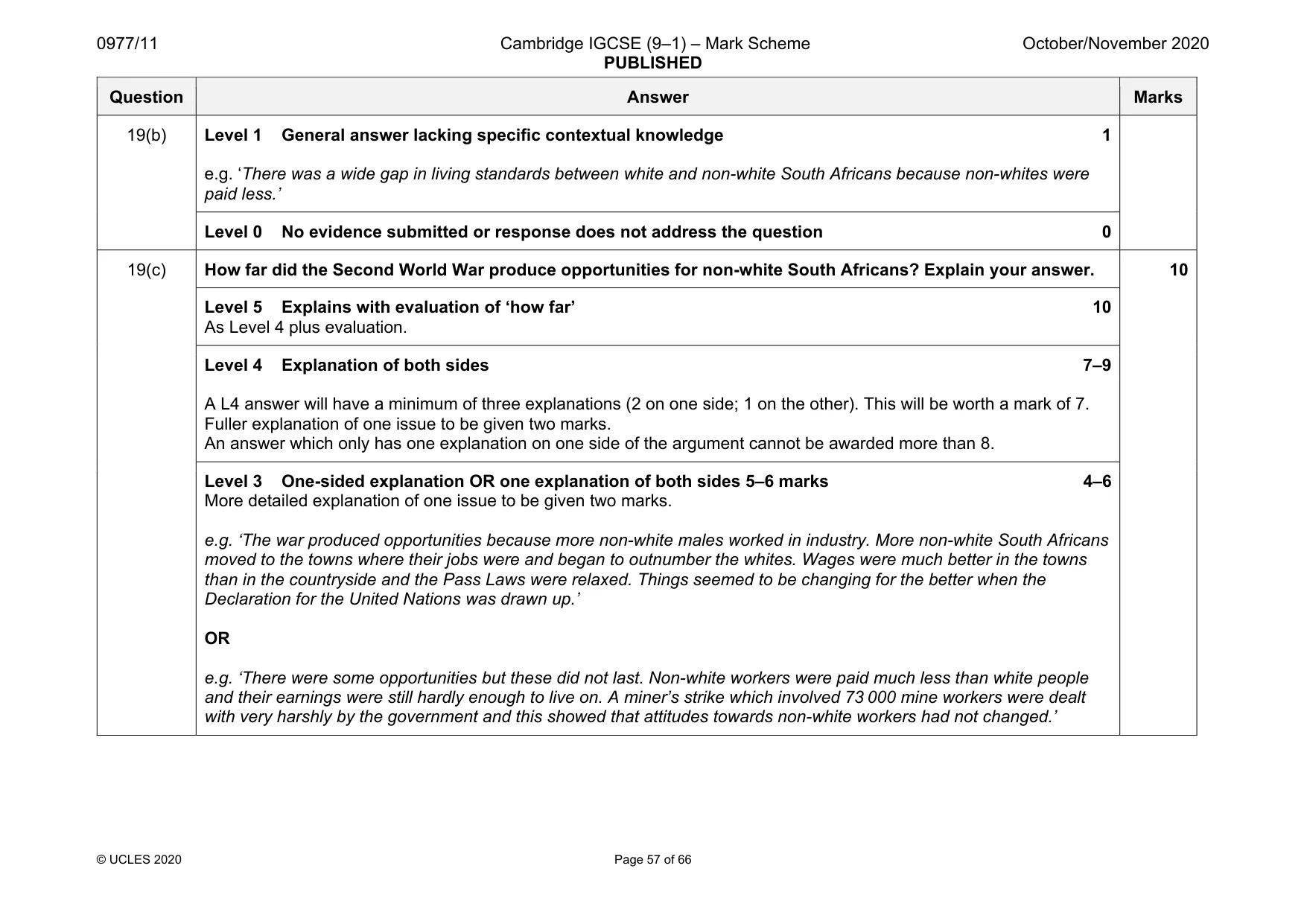 Mark scheme, page 57 of 66