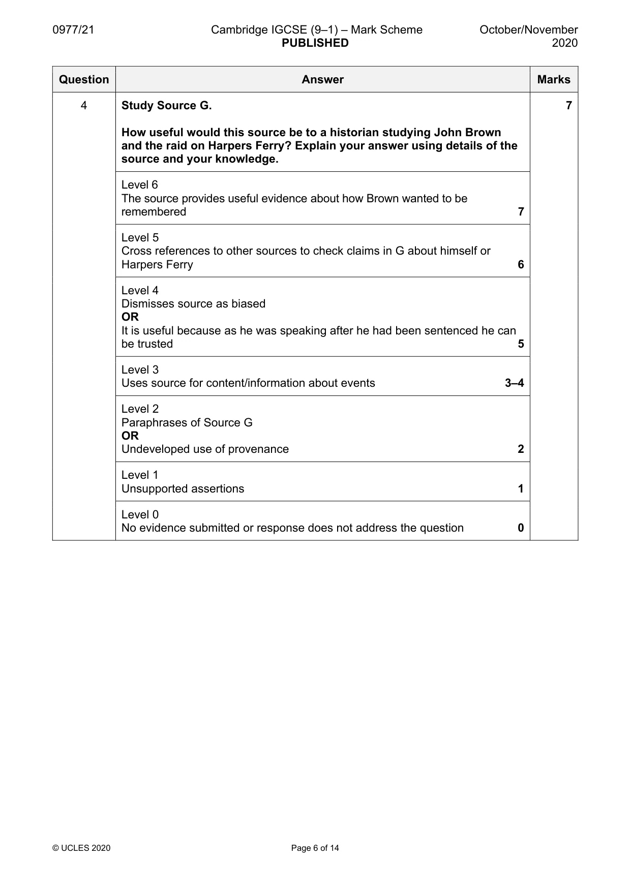 Mark scheme, page 6 of 14