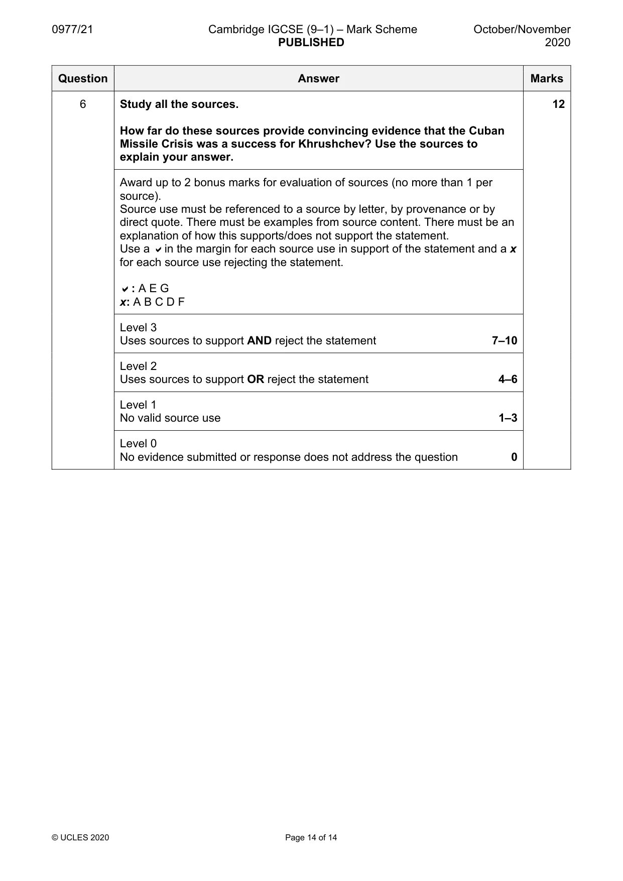 Mark scheme, page 14 of 14