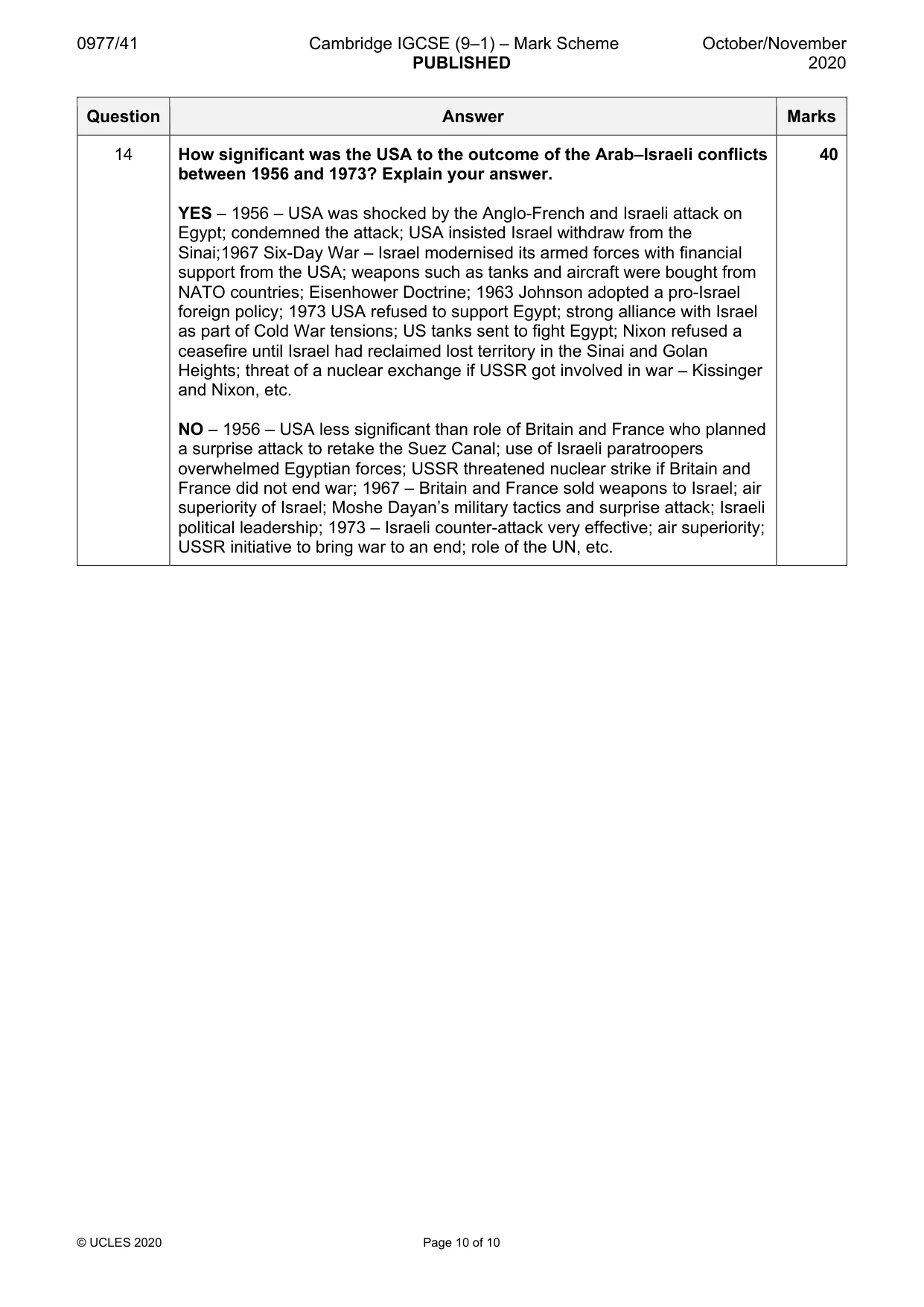 Mark scheme, page 10 of 10